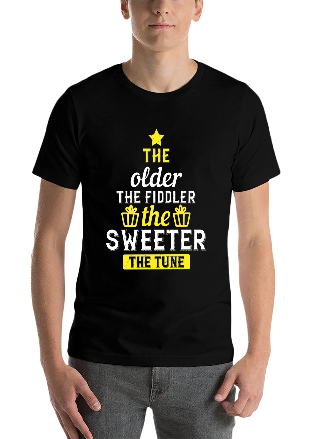 The Older the Fiddler the Sweeter Black T-Shirt