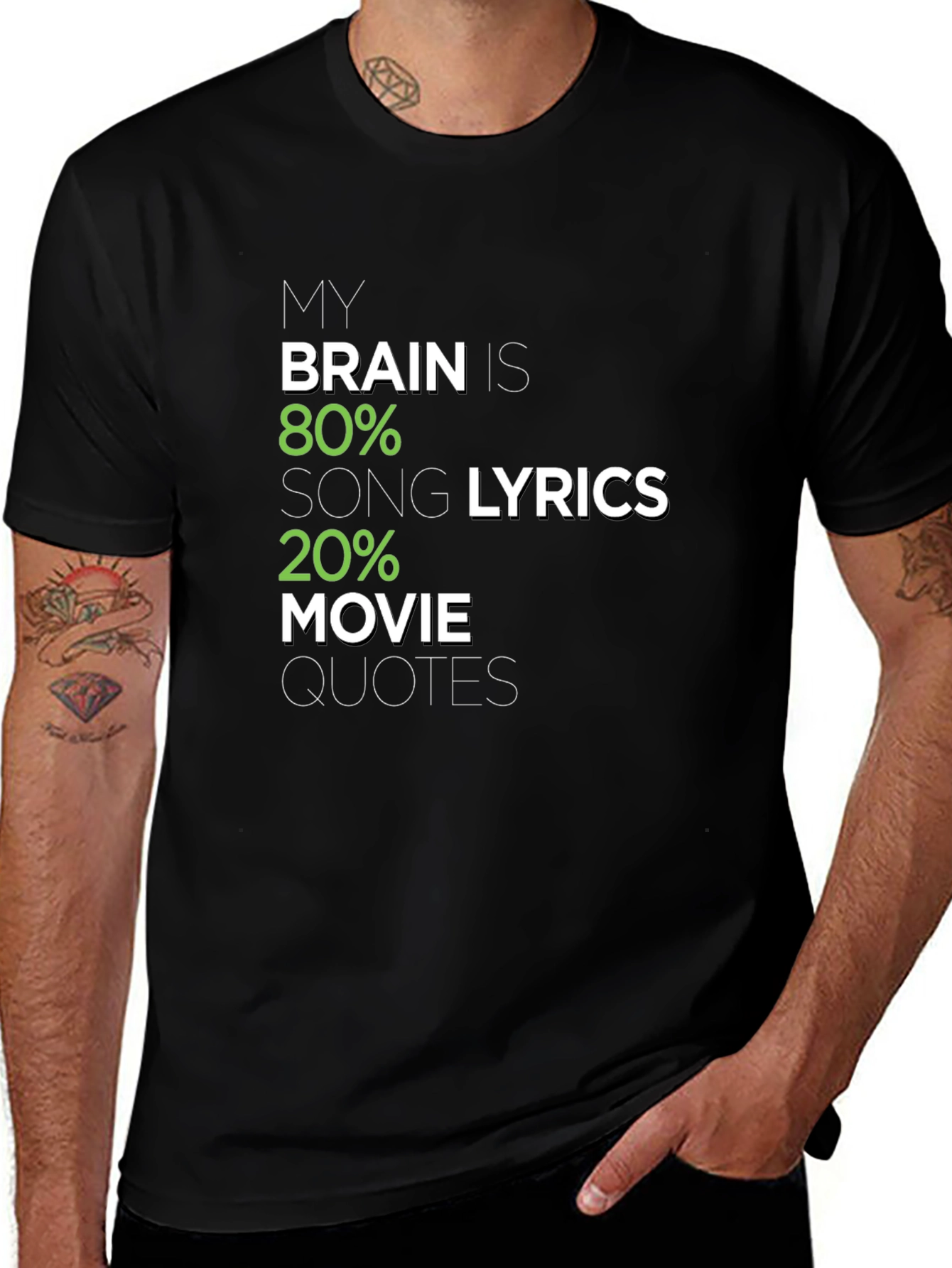 Brain 80% Song Lyrics 20% Movie Quotes Graphic Tee