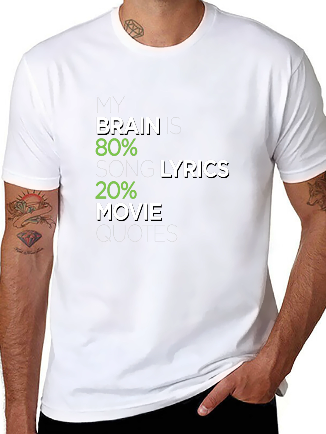 Brain 80% Song Lyrics 20% Movie Quotes Graphic Tee