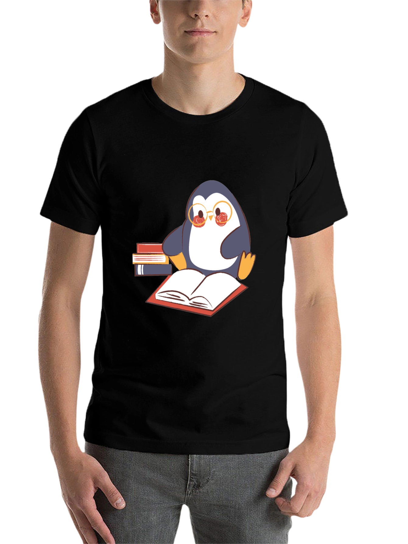 Bookworm Penguin Graphic Tee - Black