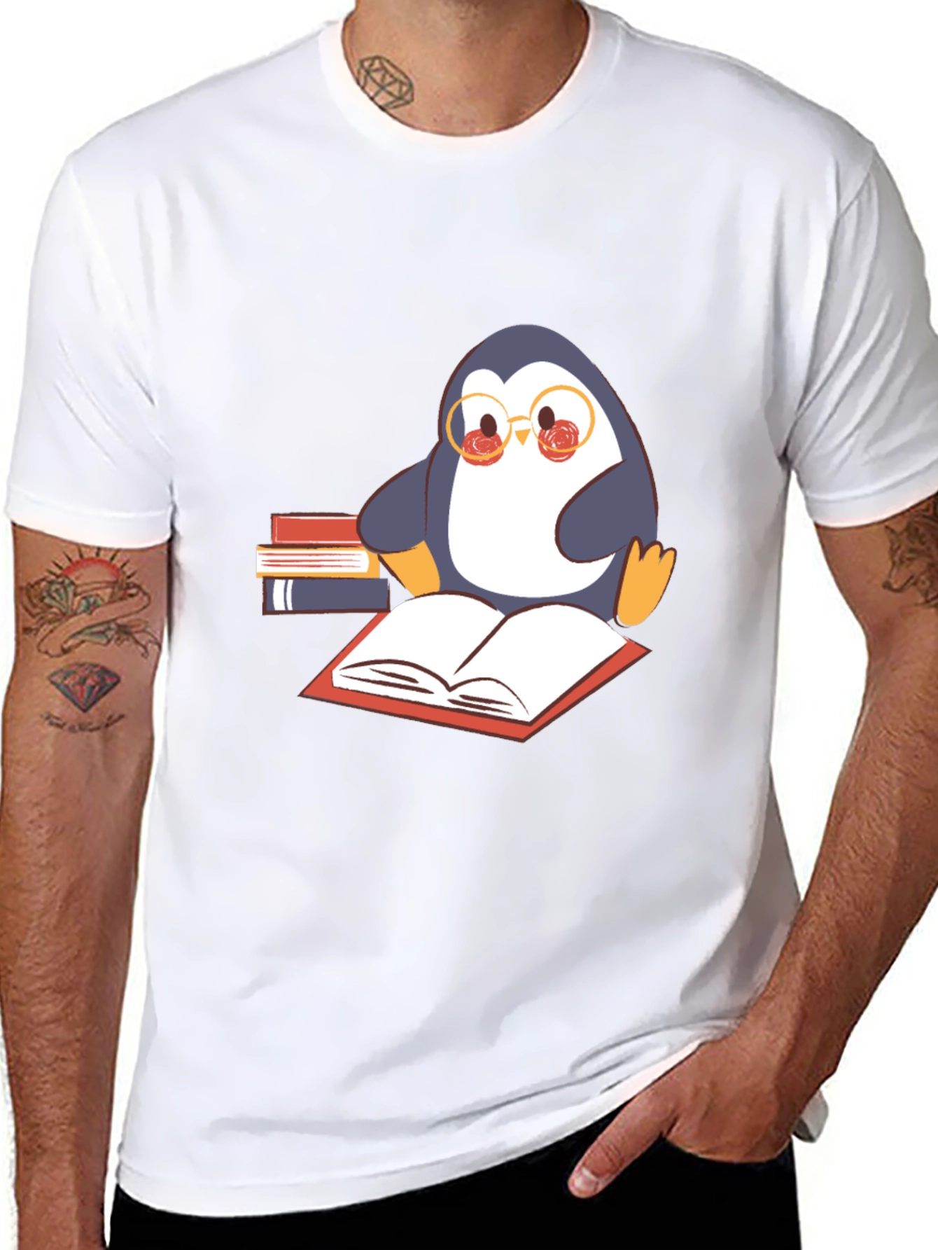 Bookworm Penguin Graphic Tee - Black