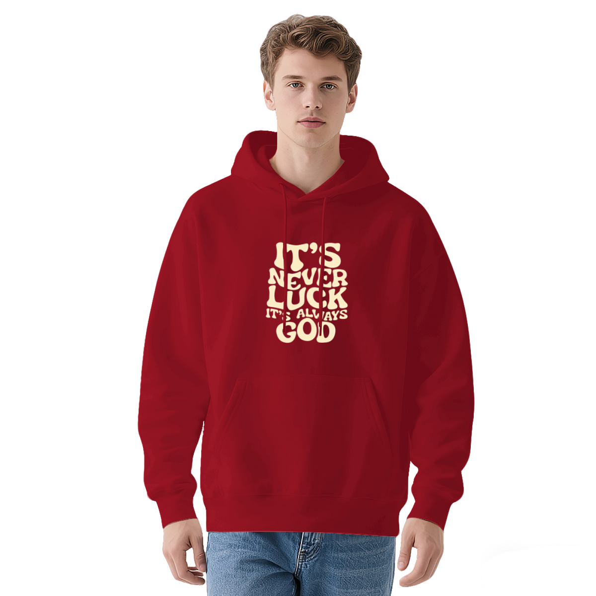 It¡¯s Never Luck It¡¯s Always God Faith Wavy Text Hoodie