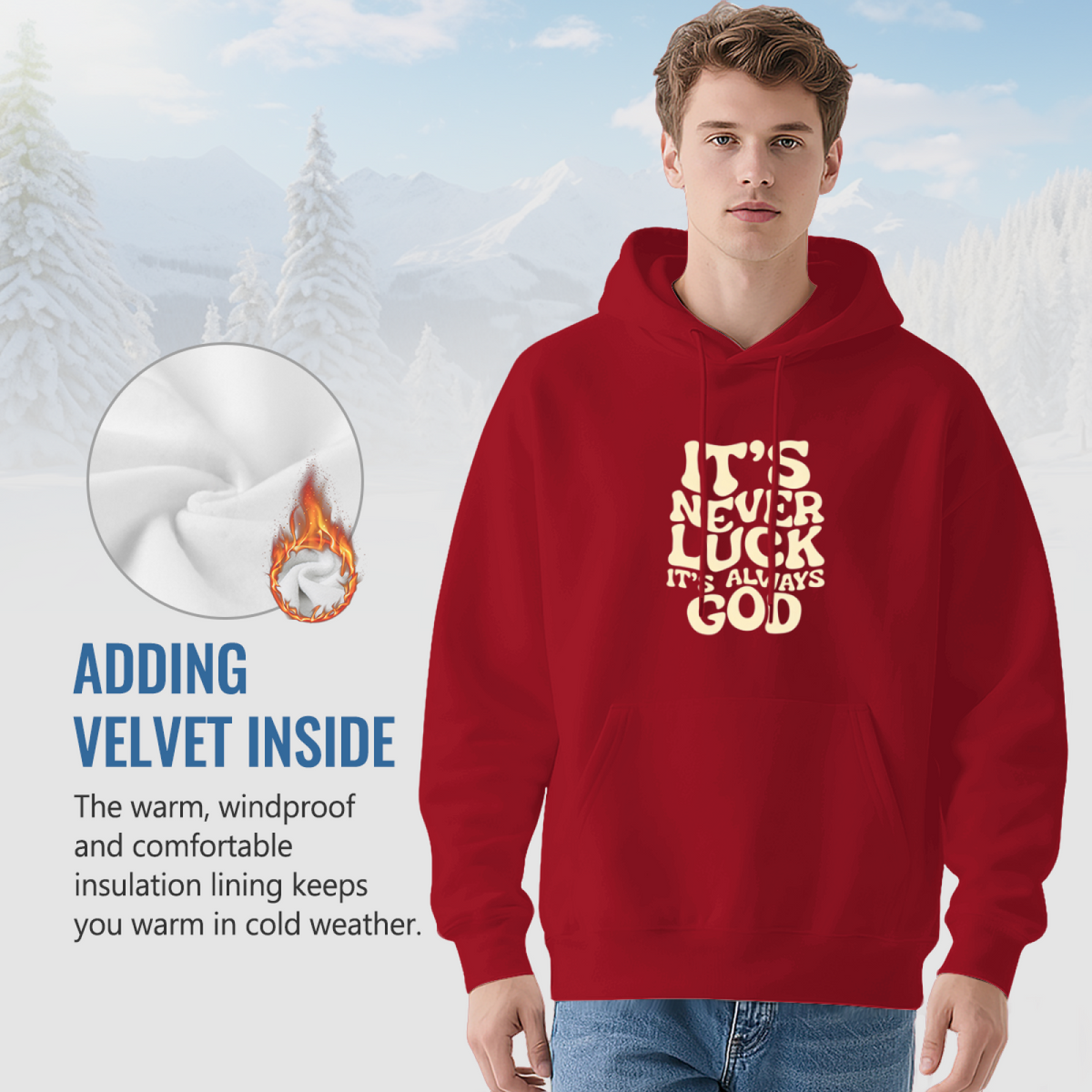 It¡¯s Never Luck It¡¯s Always God Faith Wavy Text Hoodie