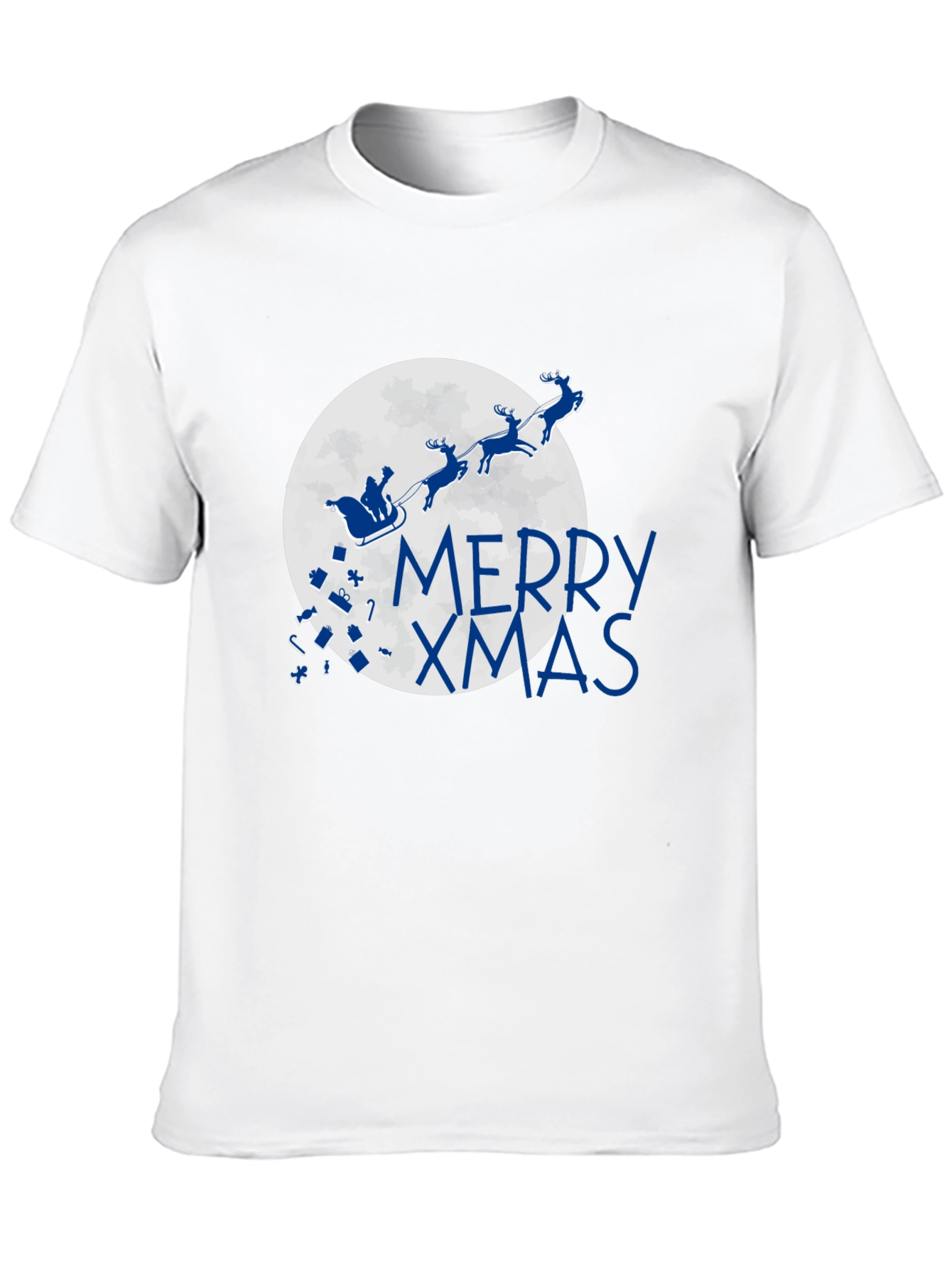 Merry Xmas T-Shirt - Santa Sleigh Christmas Holiday Tee