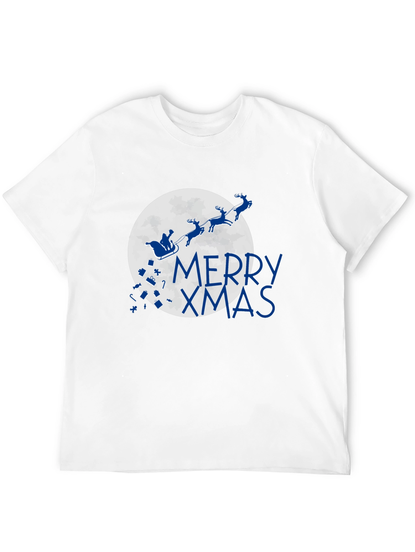 Merry Xmas T-Shirt - Santa Sleigh Christmas Holiday Tee