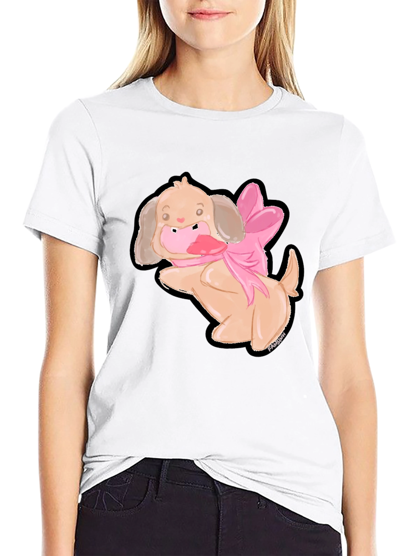 Cute Dog T-Shirt with Pink Bow