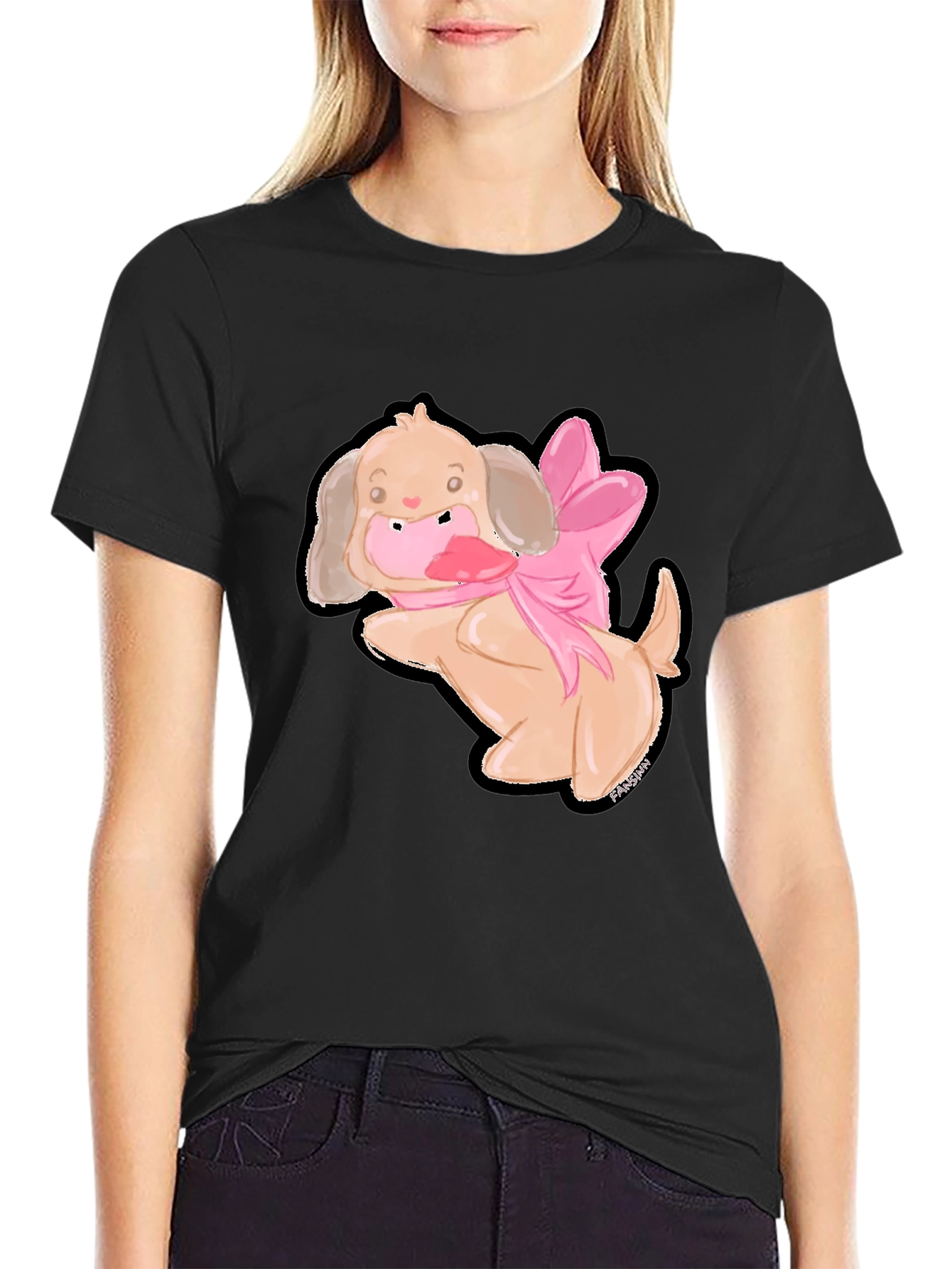 Cute Dog T-Shirt with Pink Bow