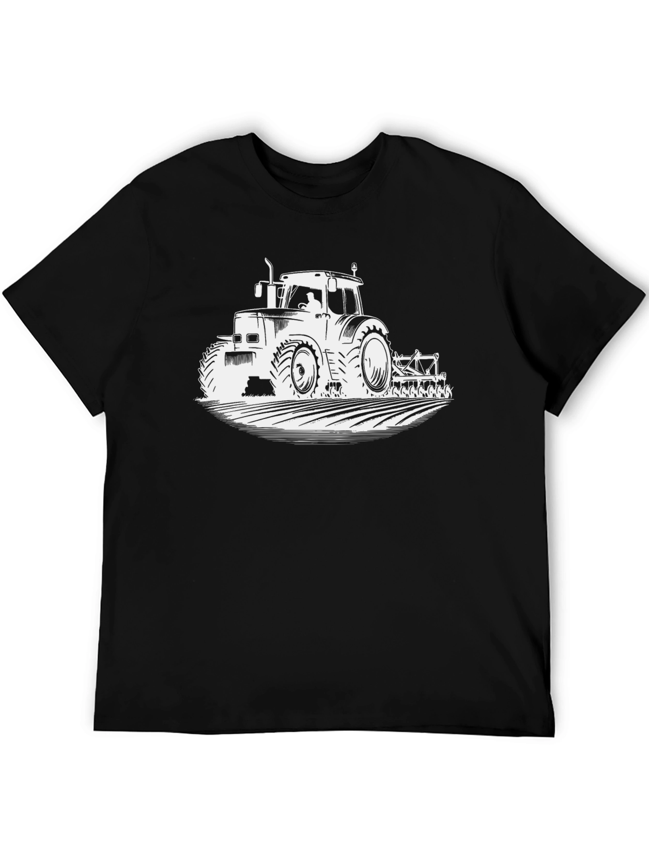 Tractor Graphic Tee - Black Cotton Farm Shirt