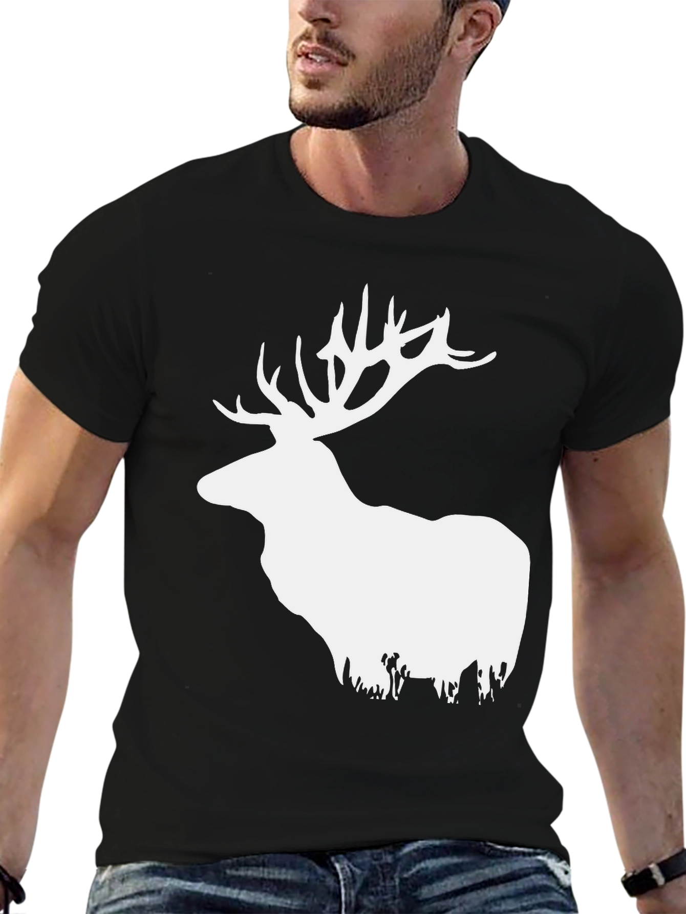 Elk Graphic T-Shirt - Stylish Deer Design