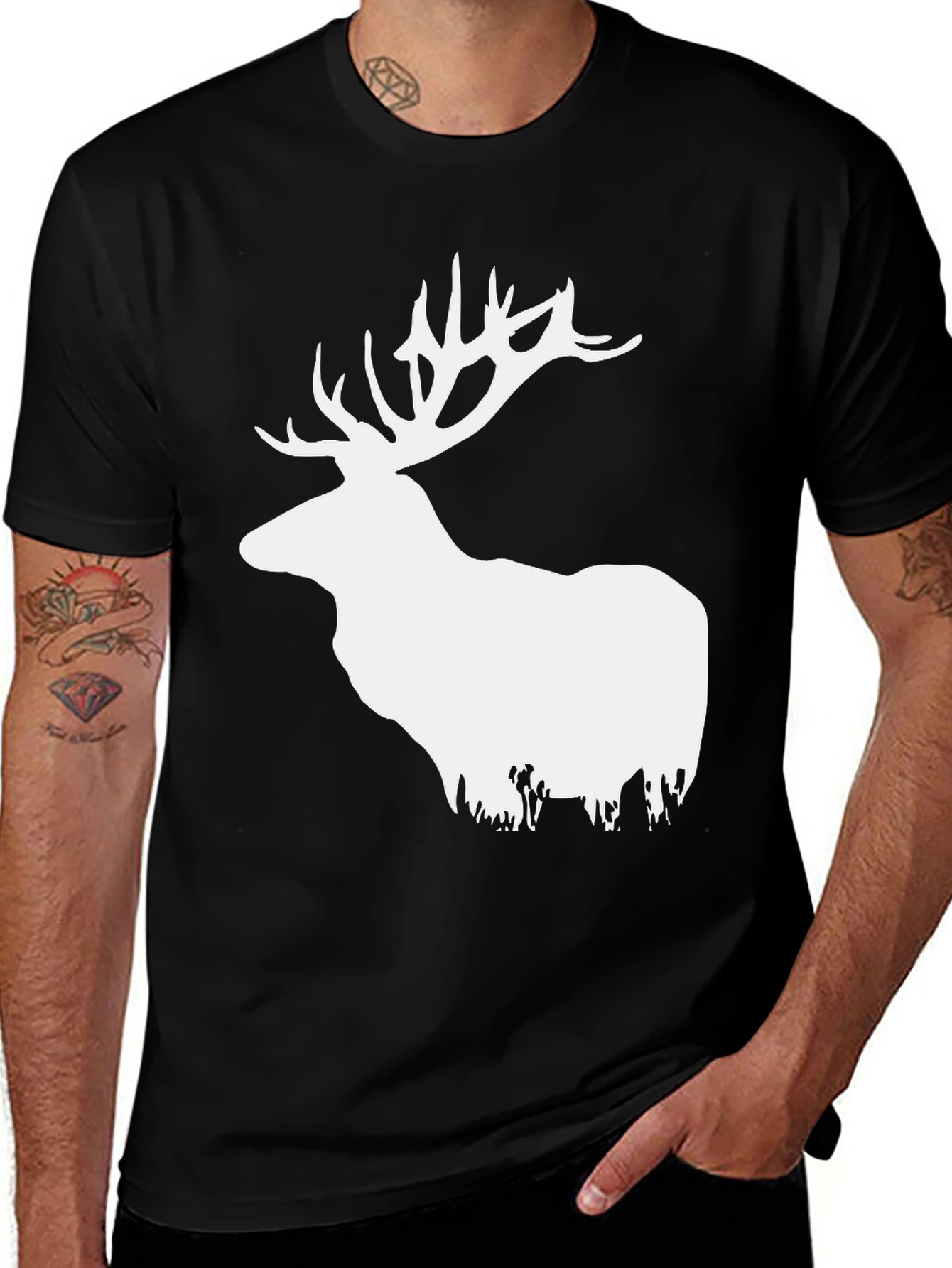 Elk Graphic T-Shirt - Stylish Deer Design