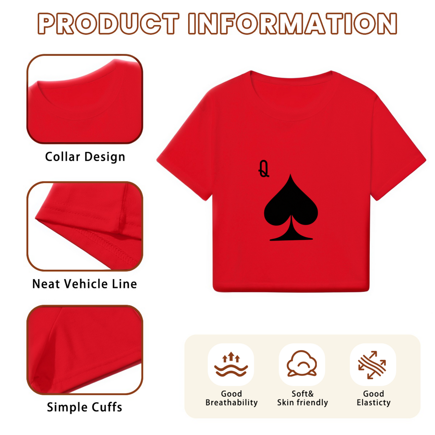 Queen of Spades Retro Poker Red Crop Top