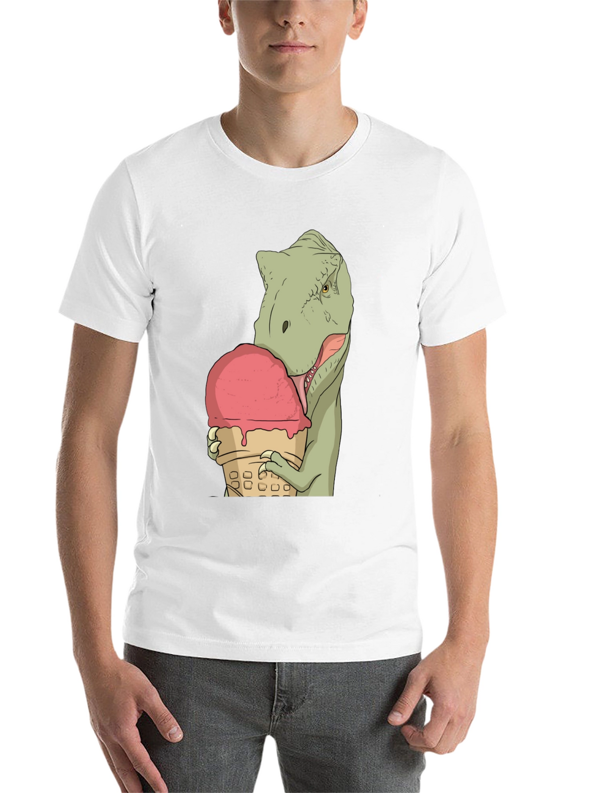 Dino Ice Cream T-Shirt - Black Cotton Unique Design