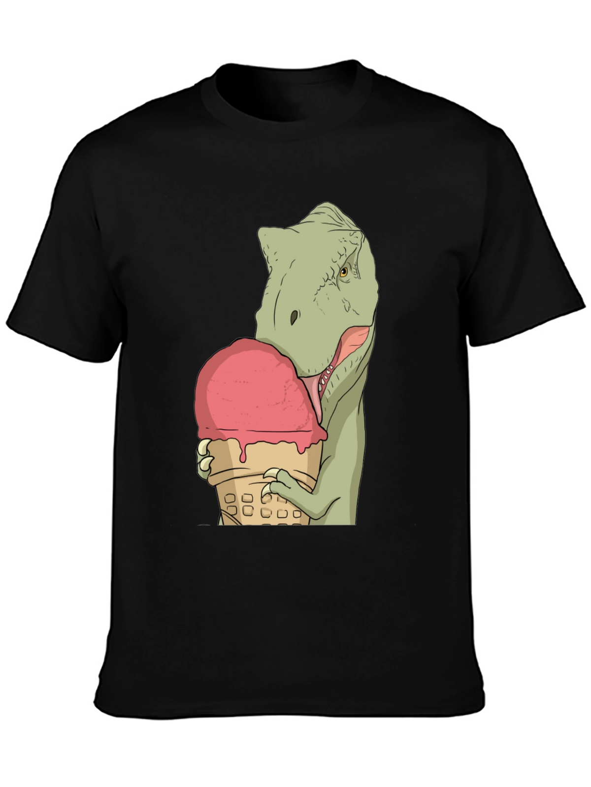 Dino Ice Cream T-Shirt - Black Cotton Unique Design