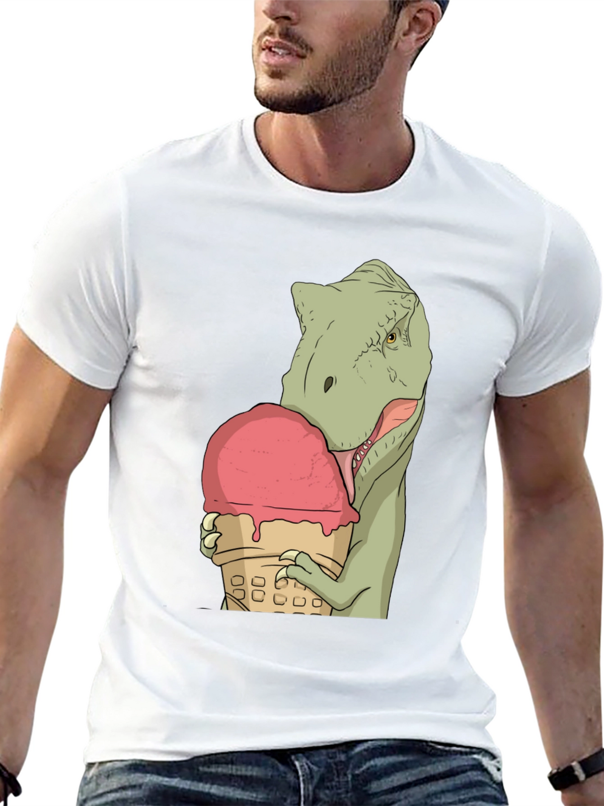 Dino Ice Cream T-Shirt - Black Cotton Unique Design