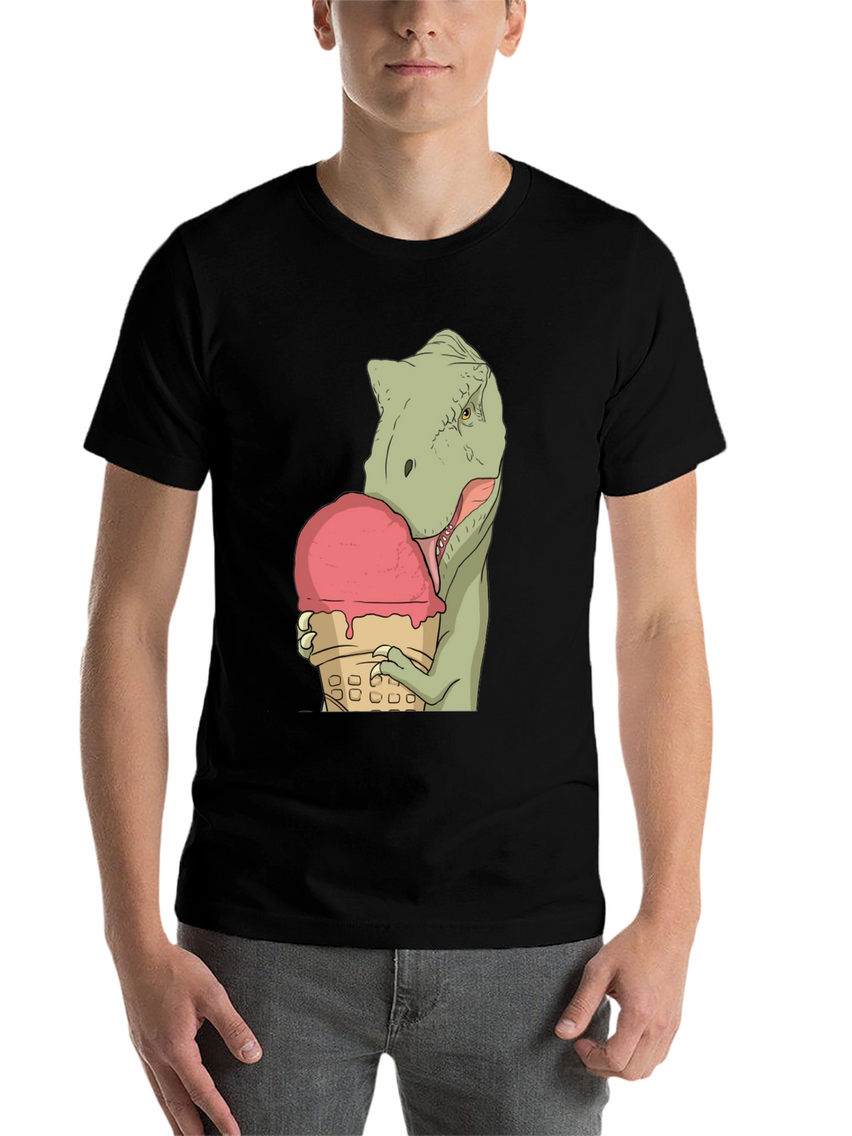Dino Ice Cream T-Shirt - Black Cotton Unique Design