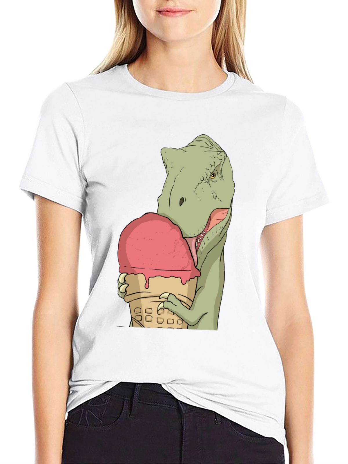 Dino Ice Cream T-Shirt - Black Cotton Unique Design