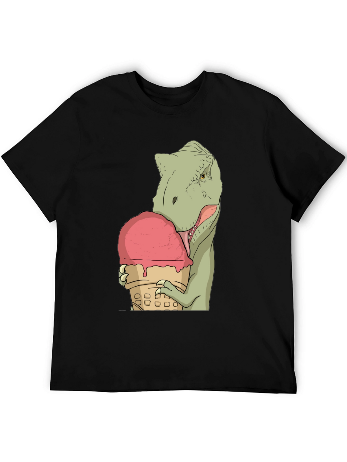 Dino Ice Cream T-Shirt - Black Cotton Unique Design
