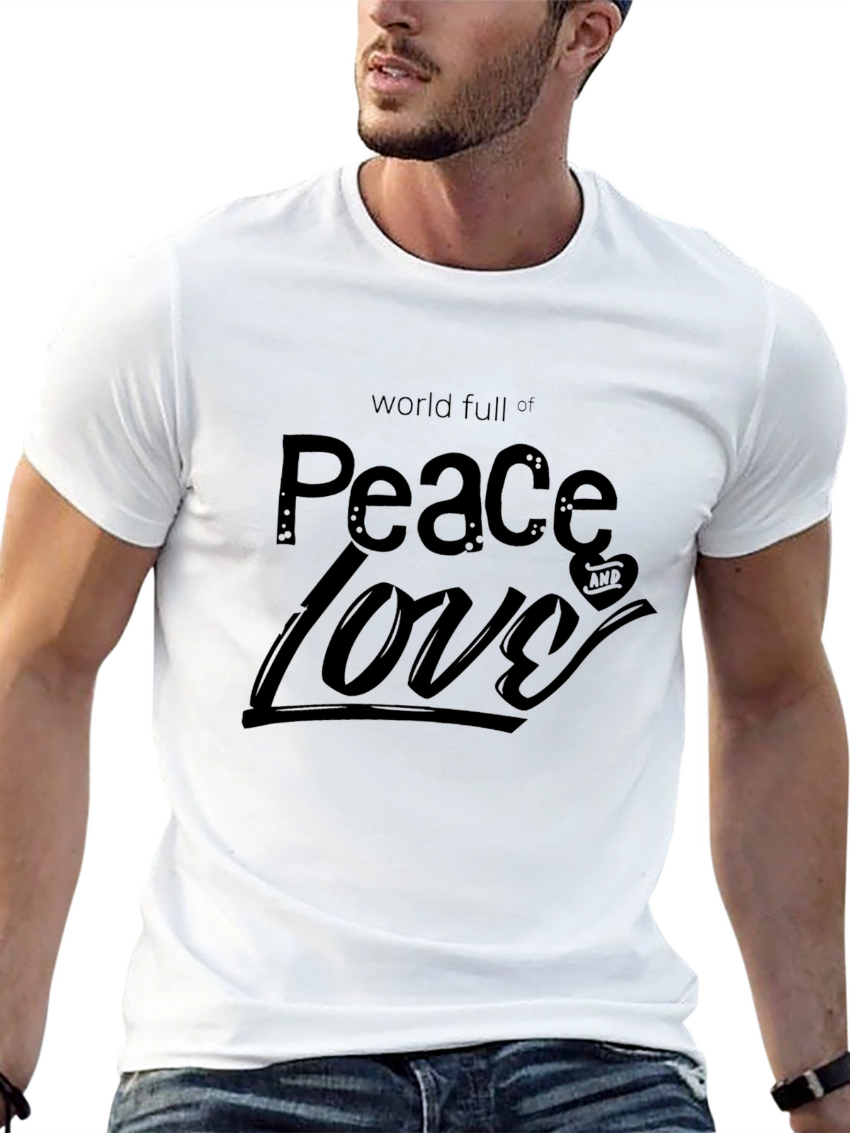 Peace & Love Graphic Print T-Shirt