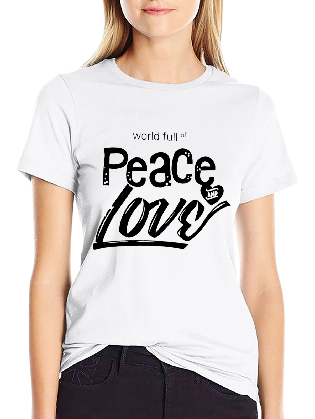 Peace & Love Graphic Print T-Shirt