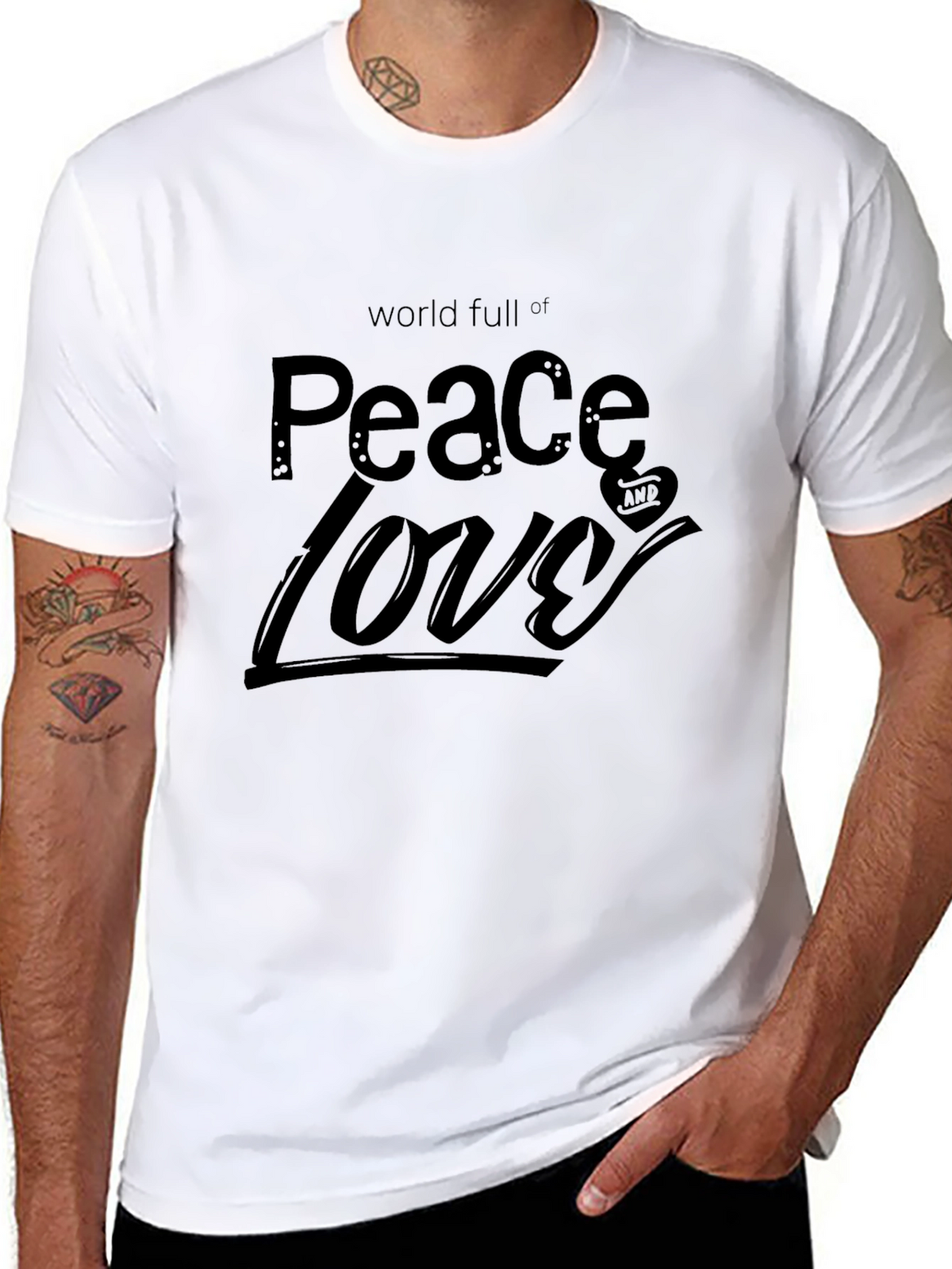Peace & Love Graphic Print T-Shirt