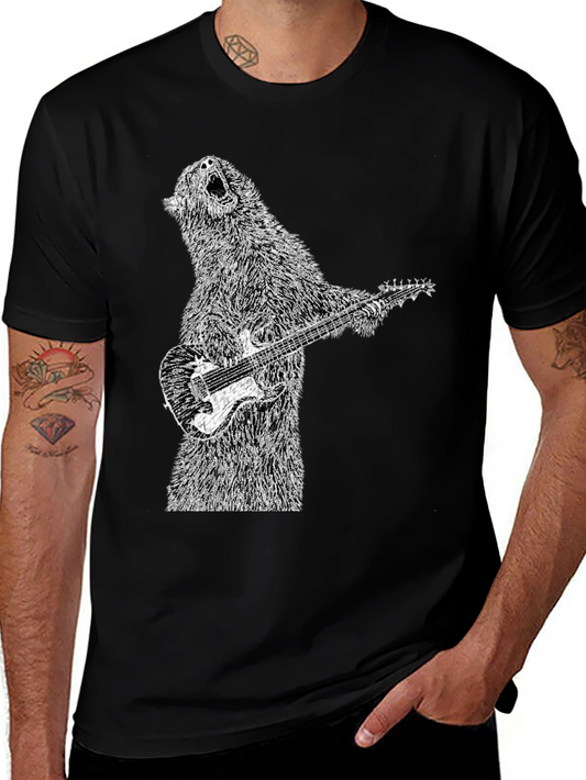 Bear Guitarist Black T-Shirt