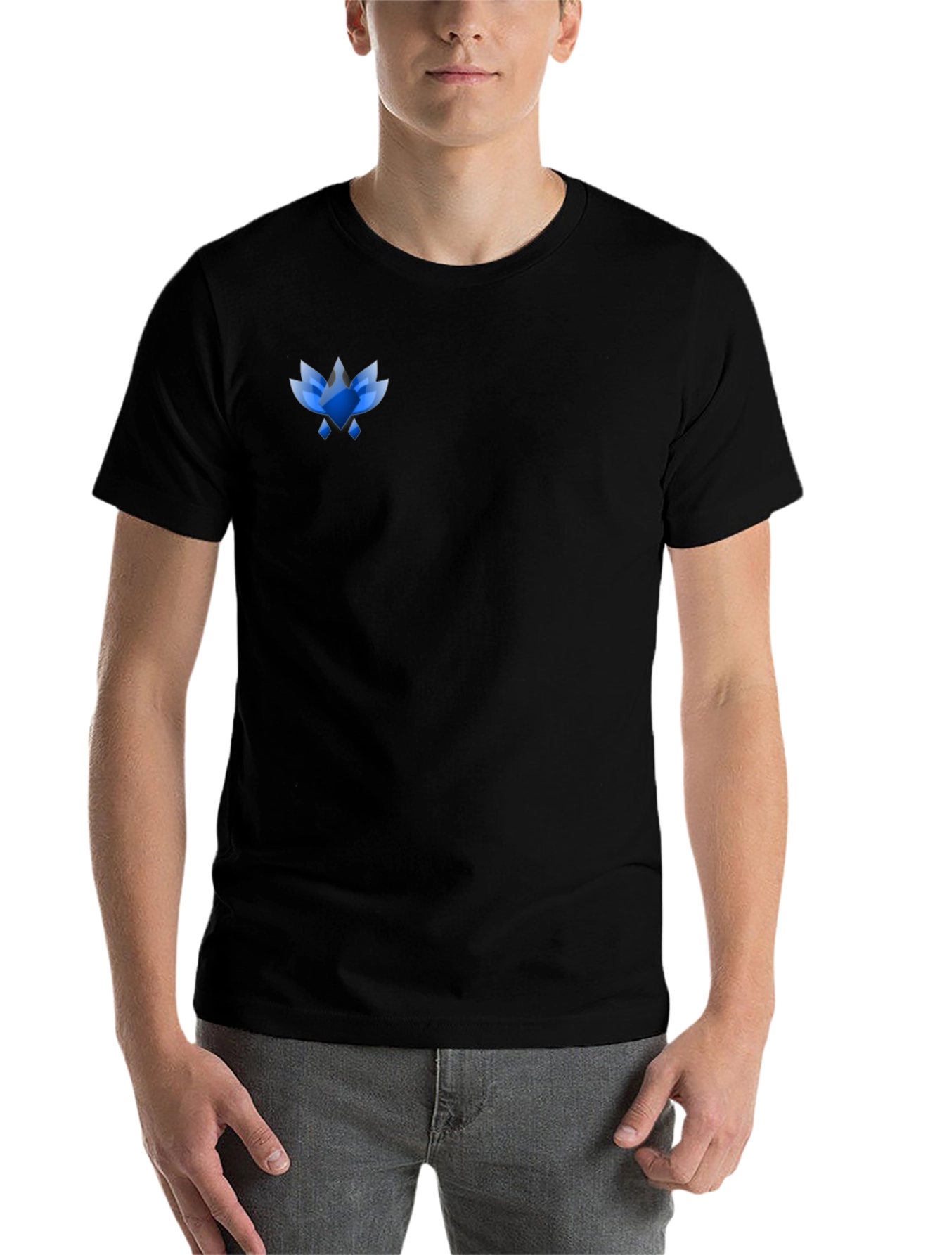 Mens Black Tee with Abstract Blue Graphic