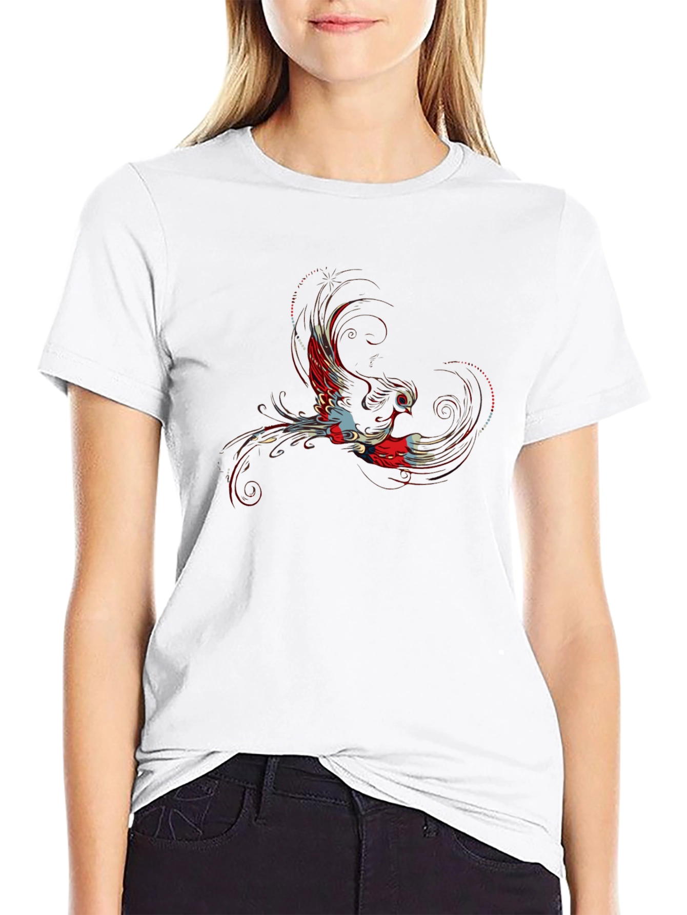 Phoenix Graphic Print Black T-Shirt