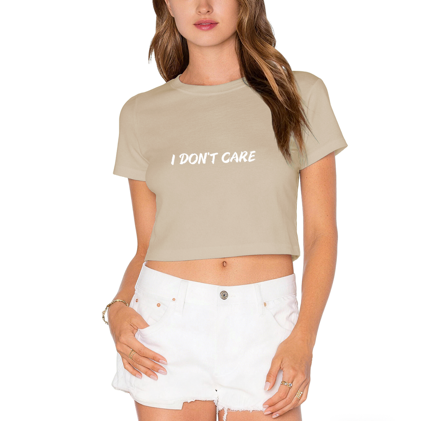 Bold Red Cropped Top With Eye-Catching I DON¡¯T CARE Slogan