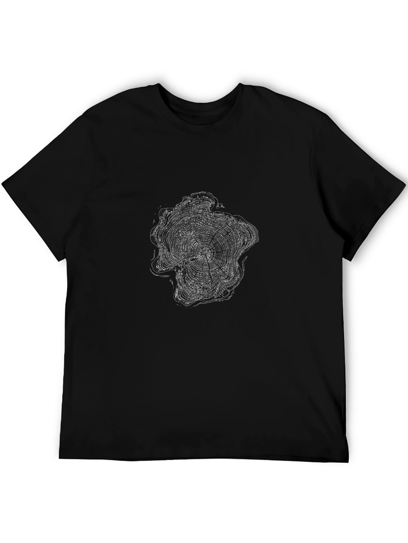 Tree Ring Graphic Tee - Black Cotton T-Shirt