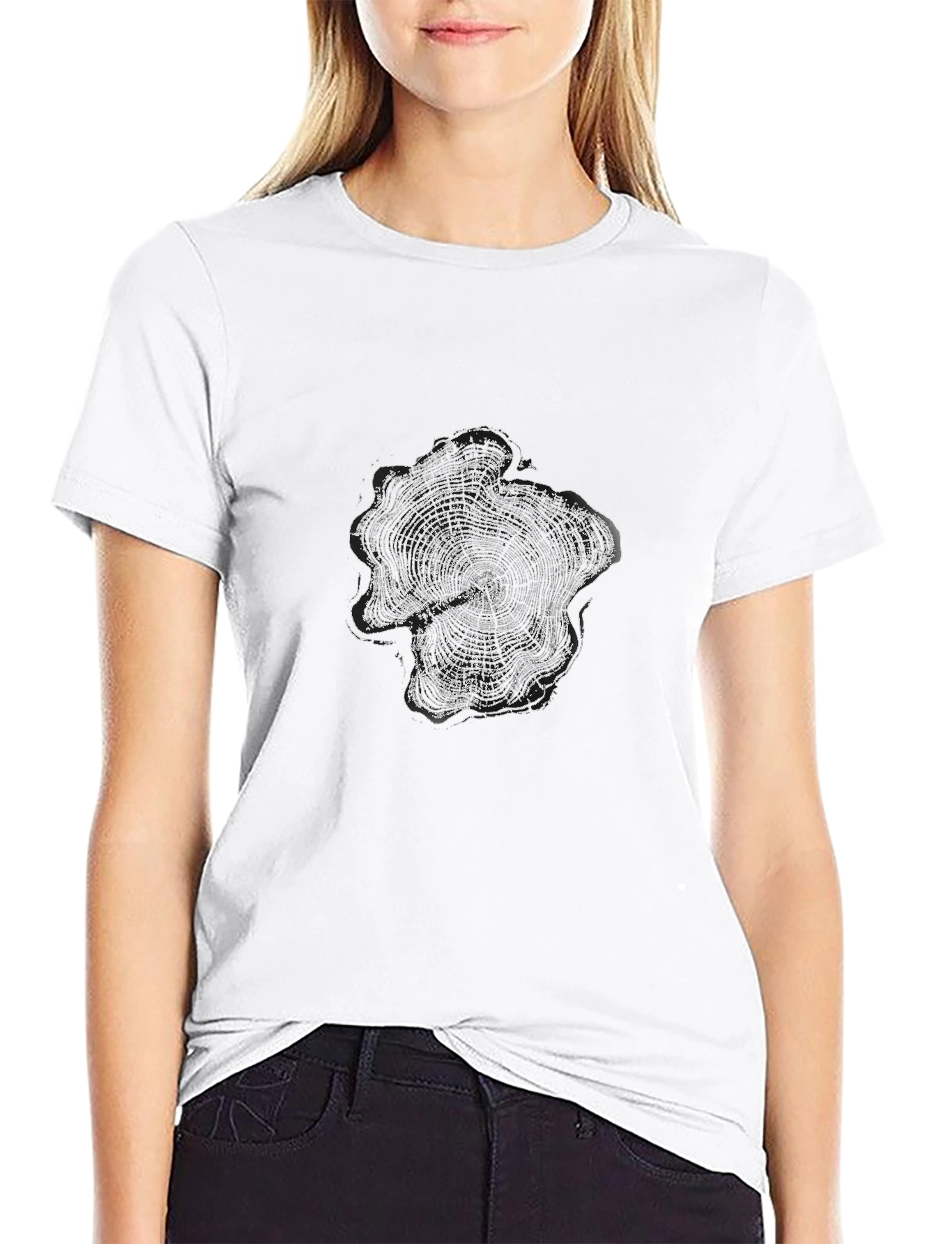 Tree Ring Graphic Tee - Black Cotton T-Shirt