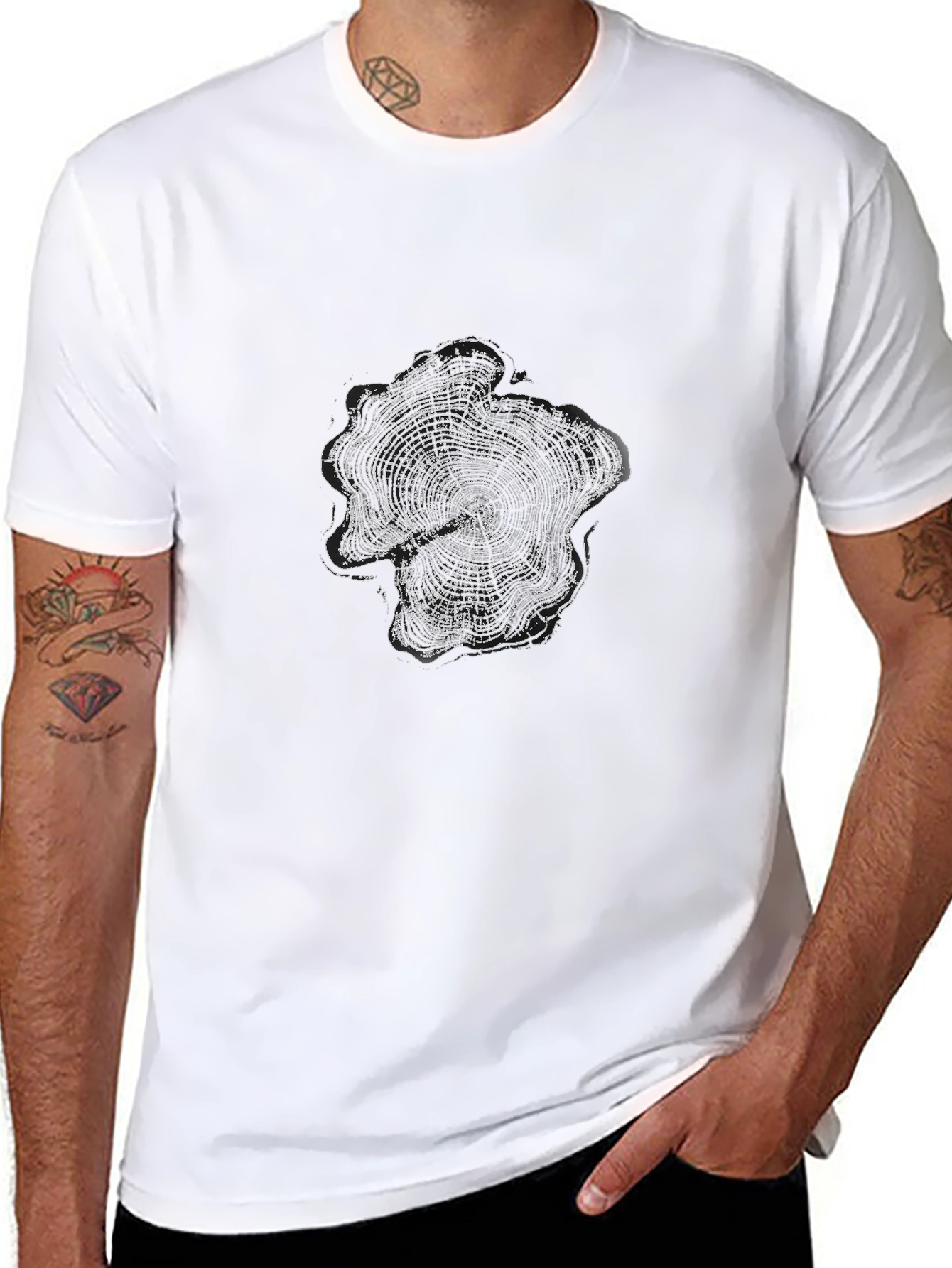 Tree Ring Graphic Tee - Black Cotton T-Shirt