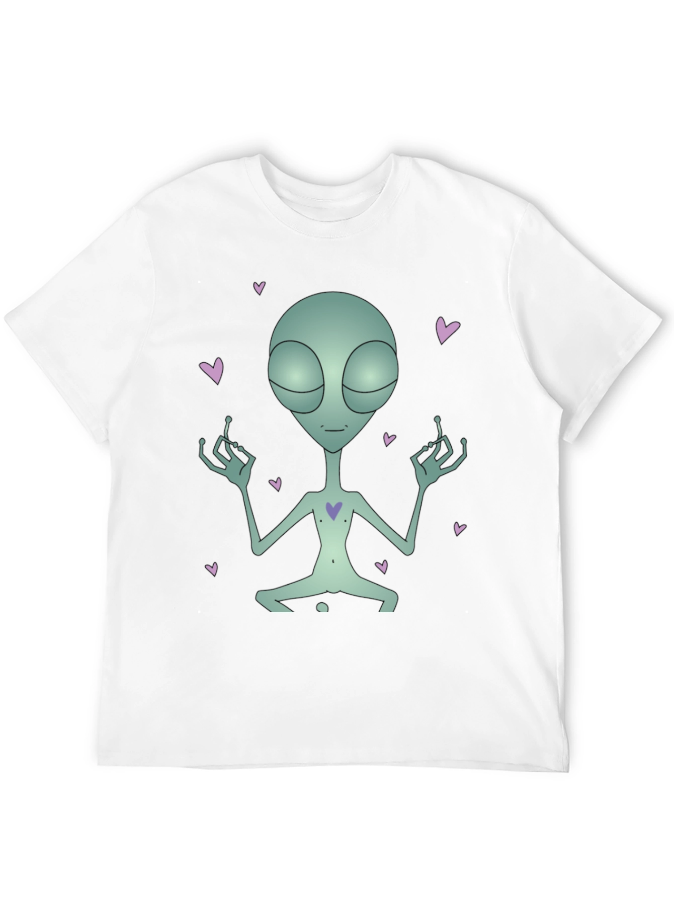 Meditating Alien Heart Black T-Shirt