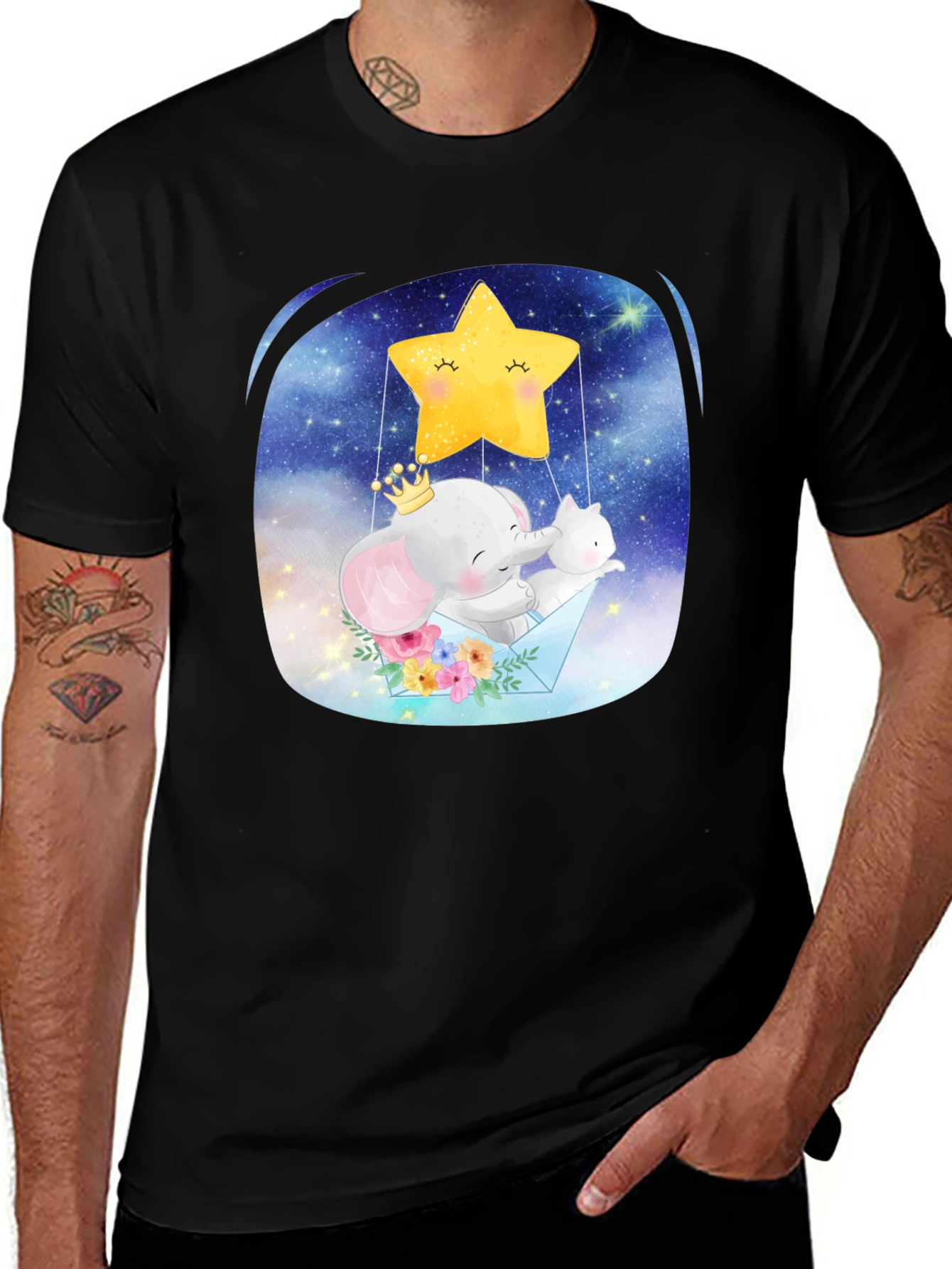 Cute Elephant & Star T-Shirt