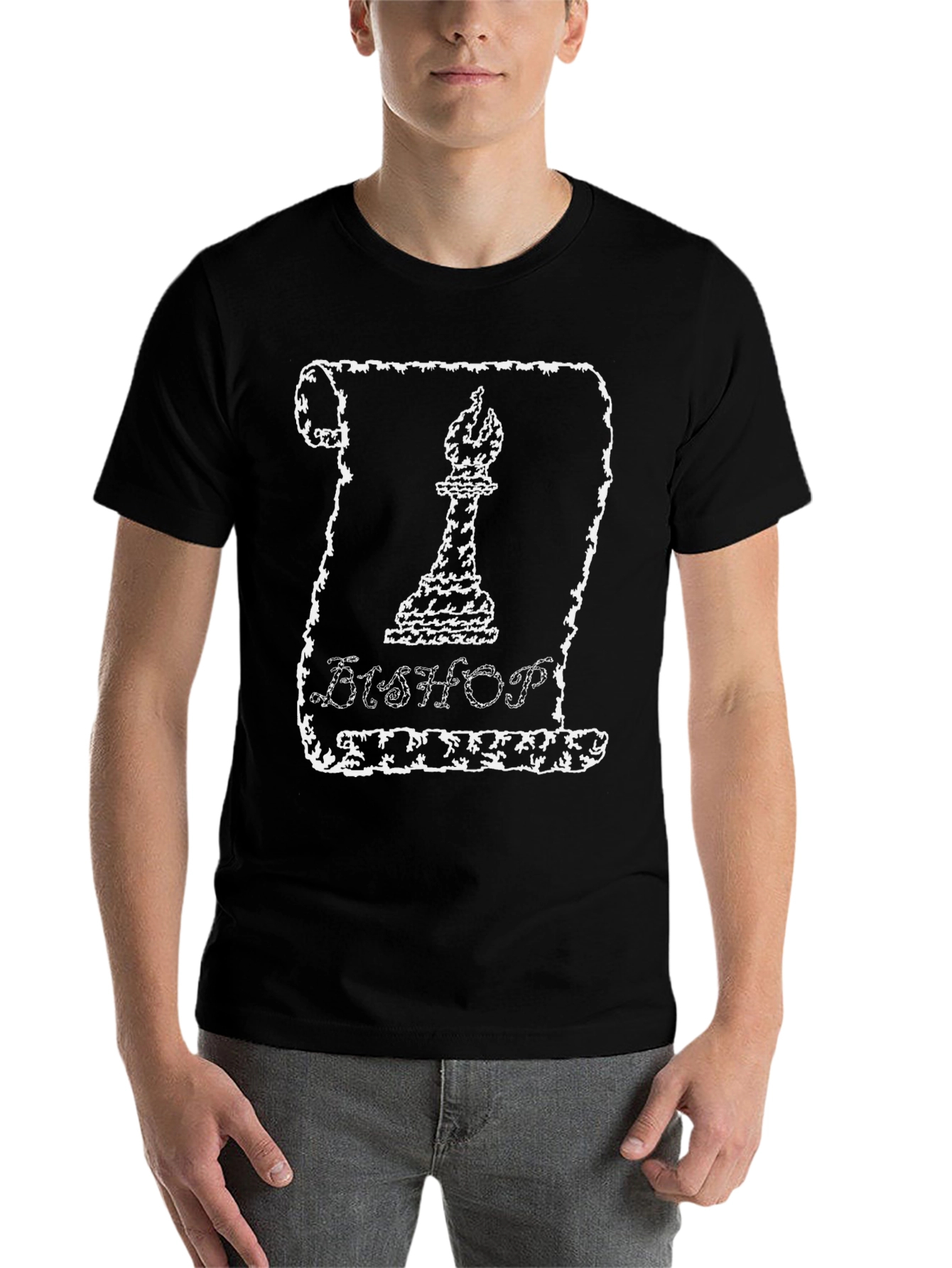 Bishop Chess Piece Graphic T-Shirt - Black