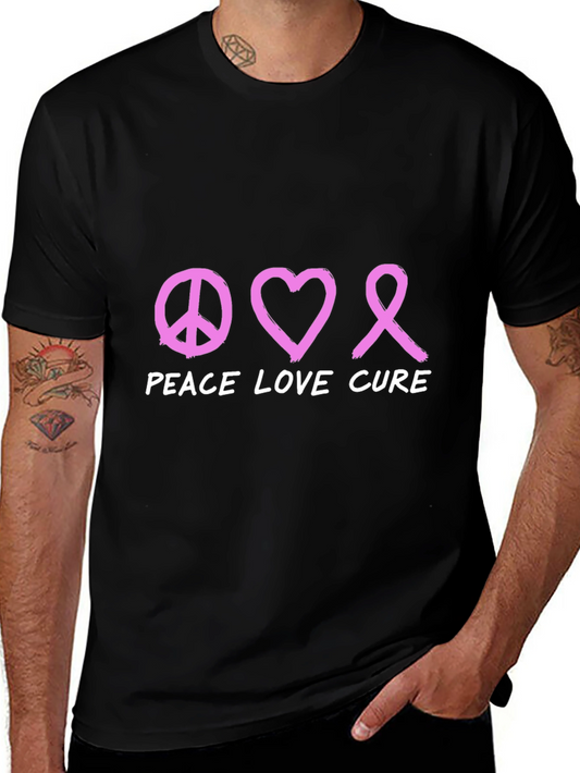 Peace Love Cure T-Shirt - Breast Cancer Awareness