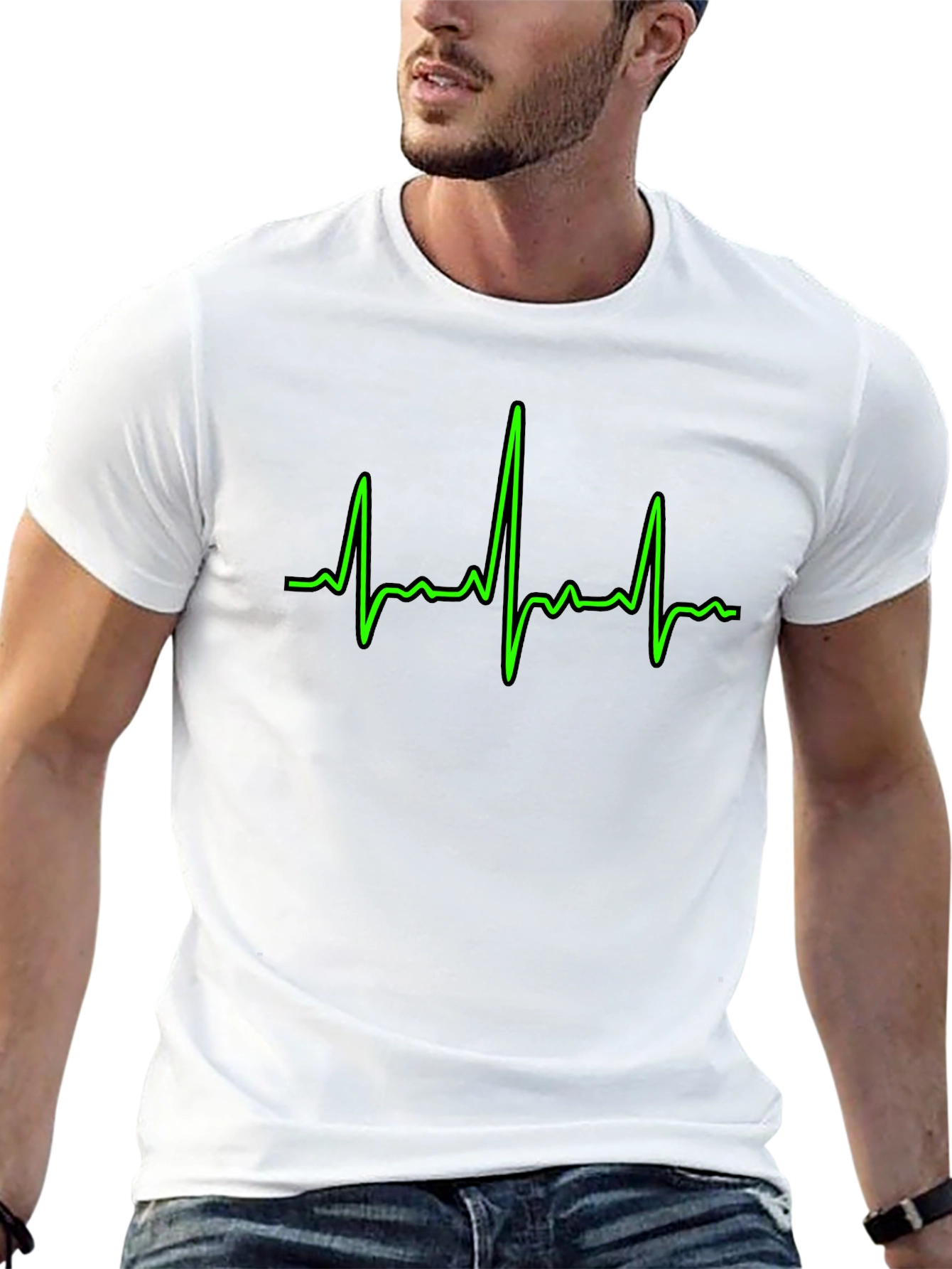 Heartbeat Graphic Tee - Classic Black Cotton T-Shirt