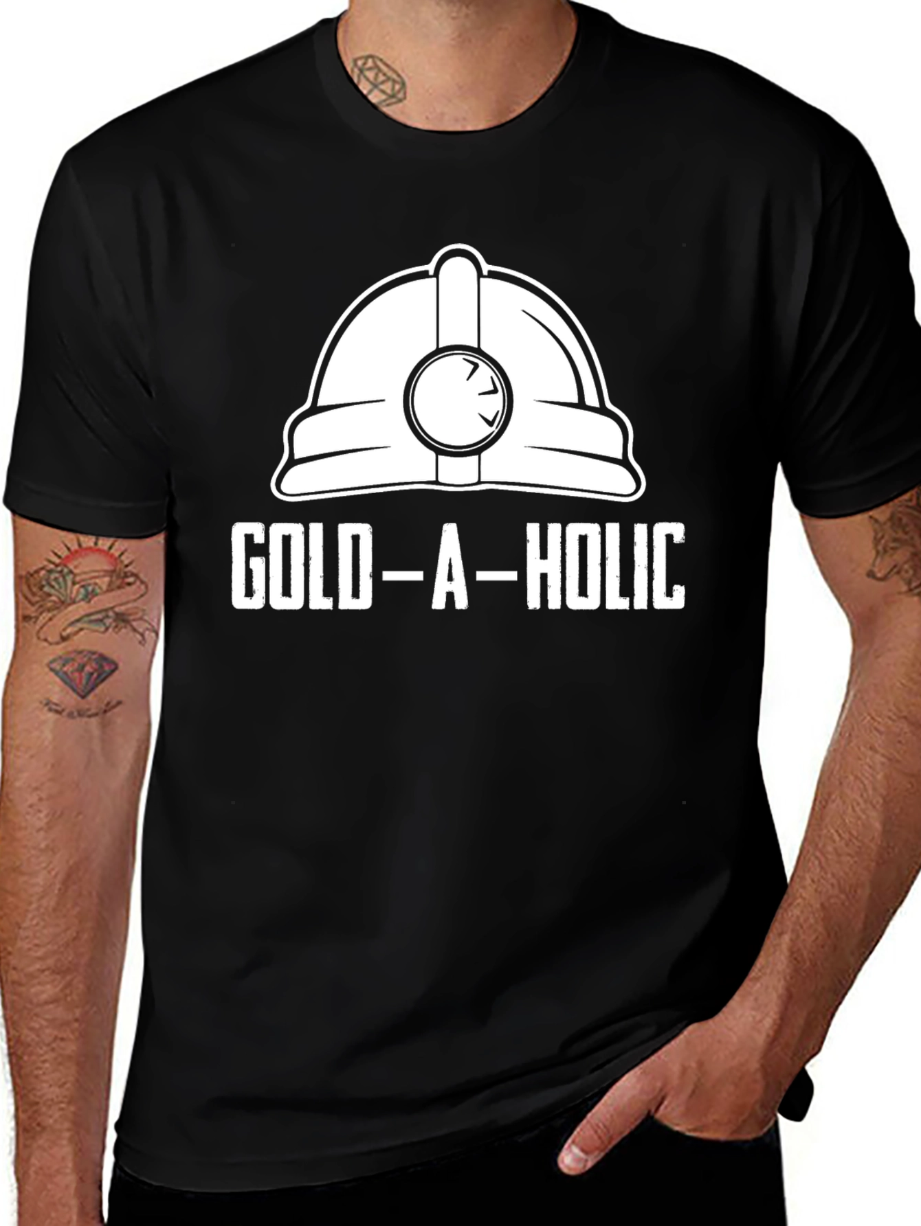 Gold-A-Holic Funny Miner Hard Hat T-Shirt
