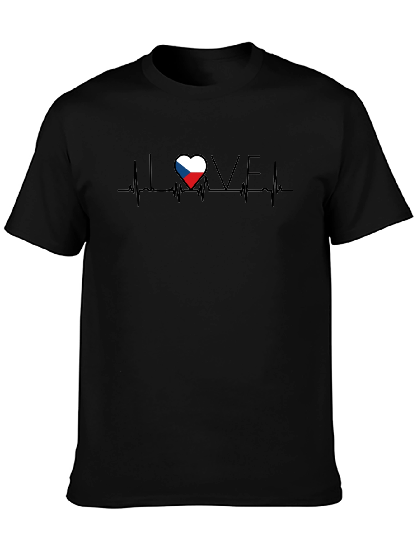Czech Republic Flag Heartbeat Love Graphic T-Shirt