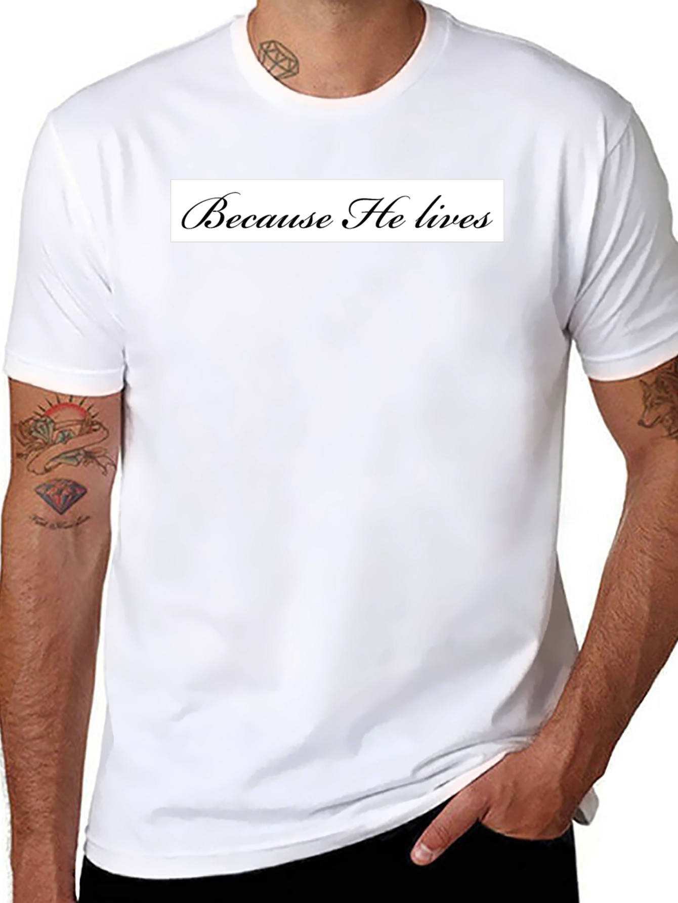 Because He Lives Black T-Shirt