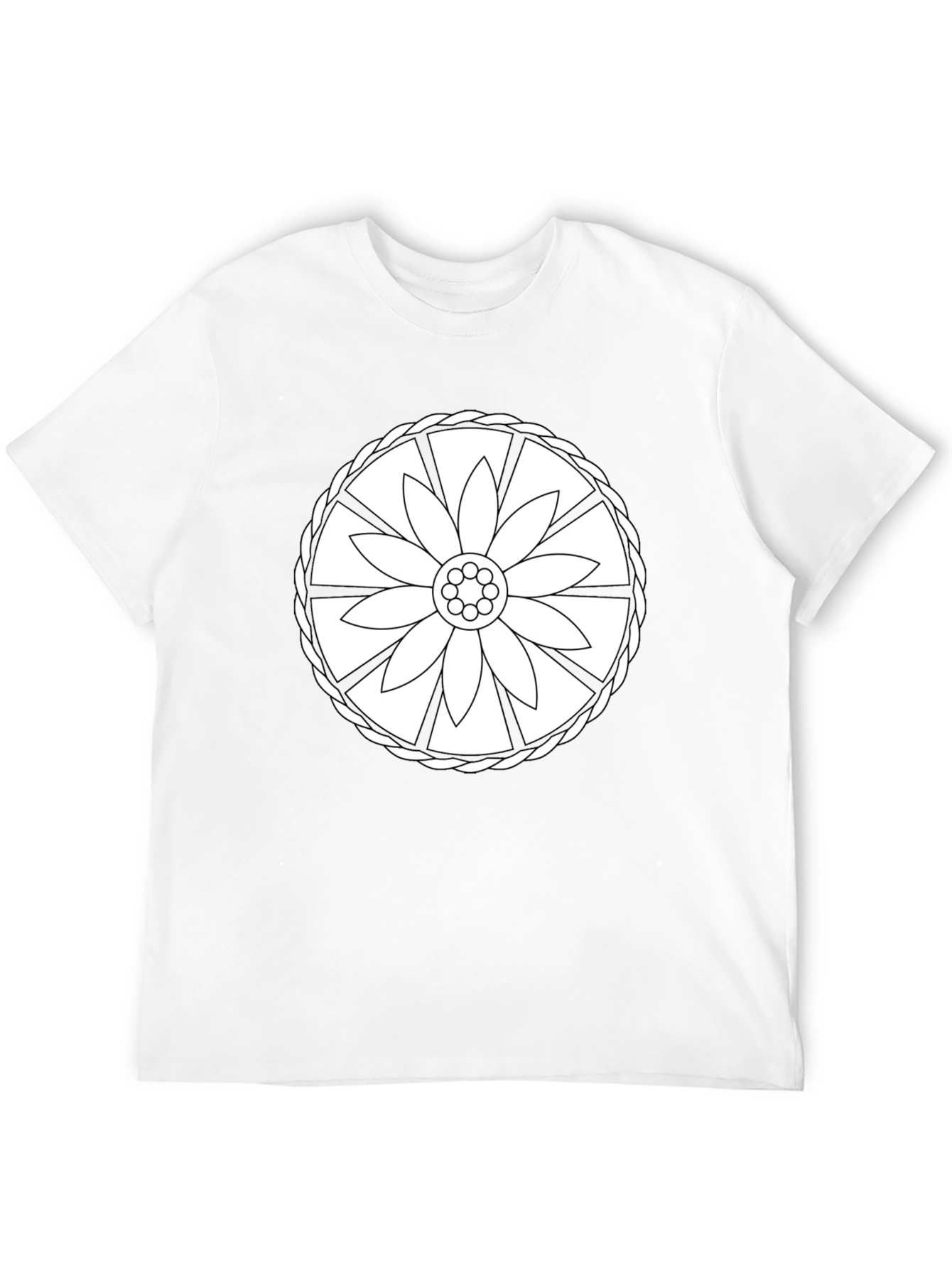 Black Tee with Floral Wheel Design