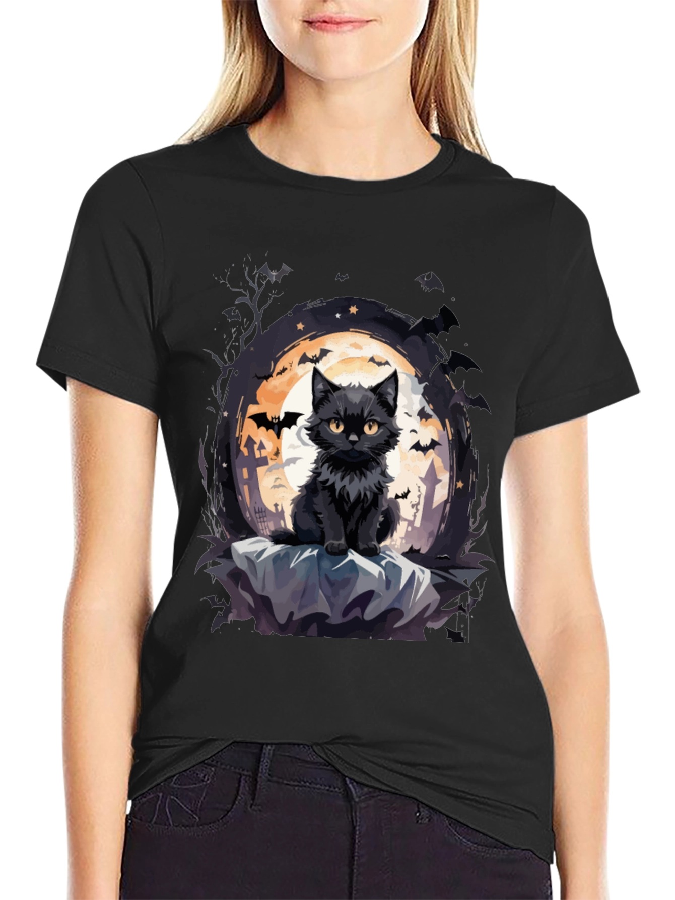 Halloween Black Cat T-Shirt - Spooky Season