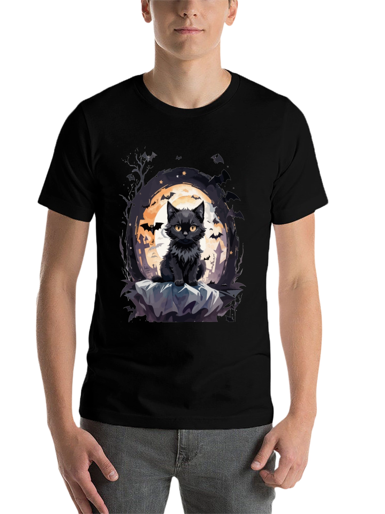 Halloween Black Cat T-Shirt - Spooky Season