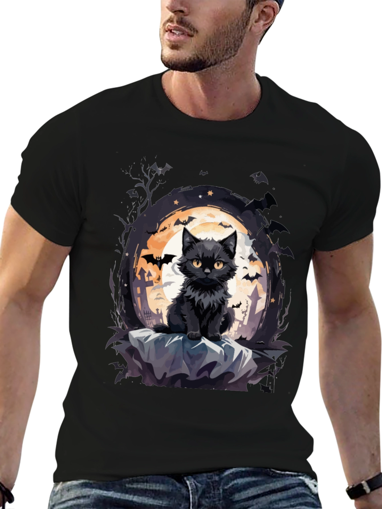 Halloween Black Cat T-Shirt - Spooky Season