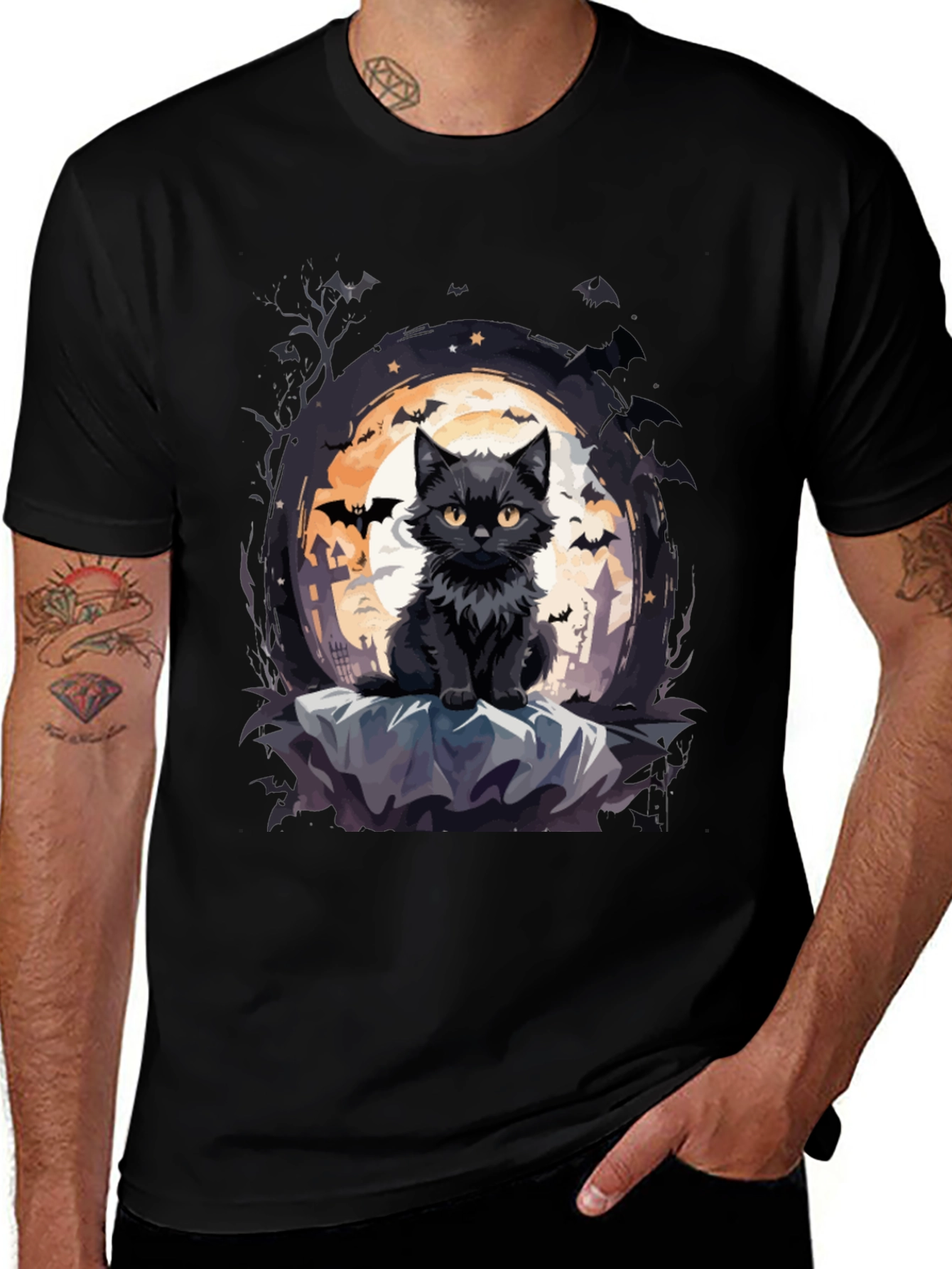 Halloween Black Cat T-Shirt - Spooky Season