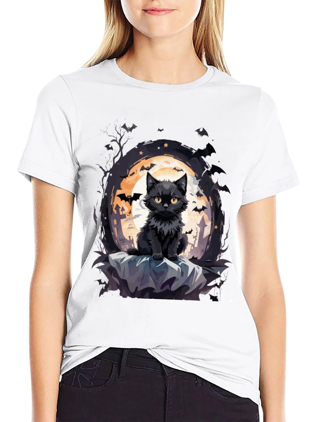 Halloween Black Cat T-Shirt - Spooky Season