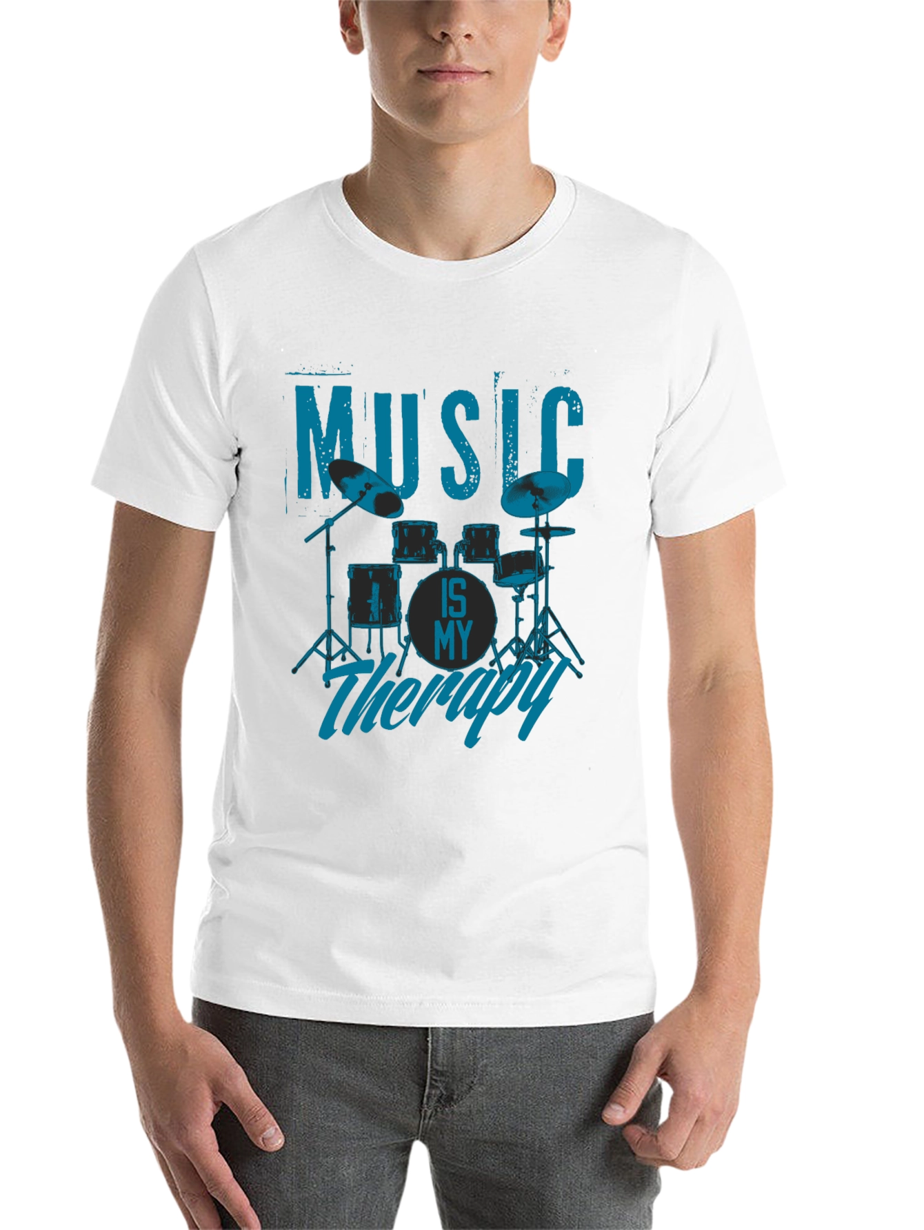 Music is My Therapy T-Shirt - Drum Kit Design