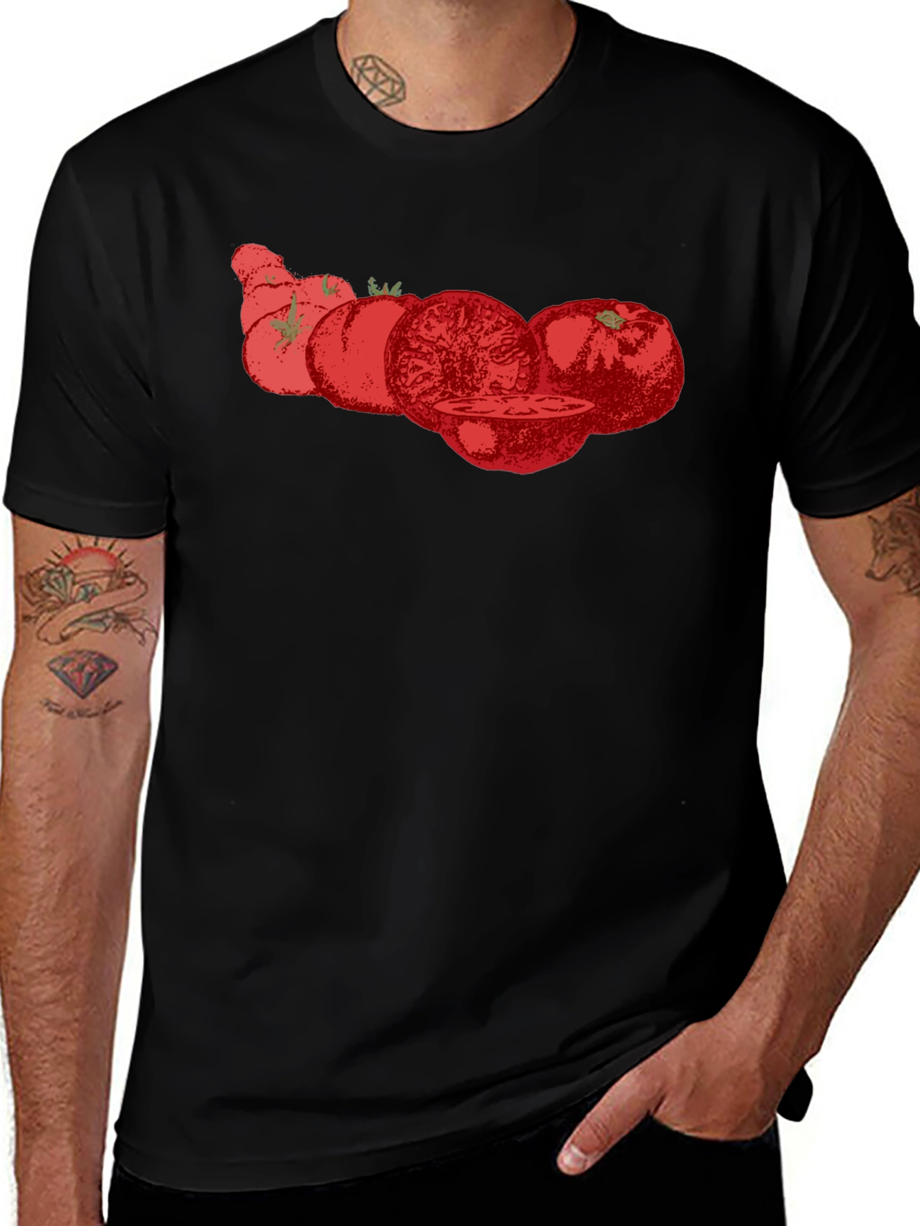 Tomato Graphic Tee - Black Cotton T-Shirt