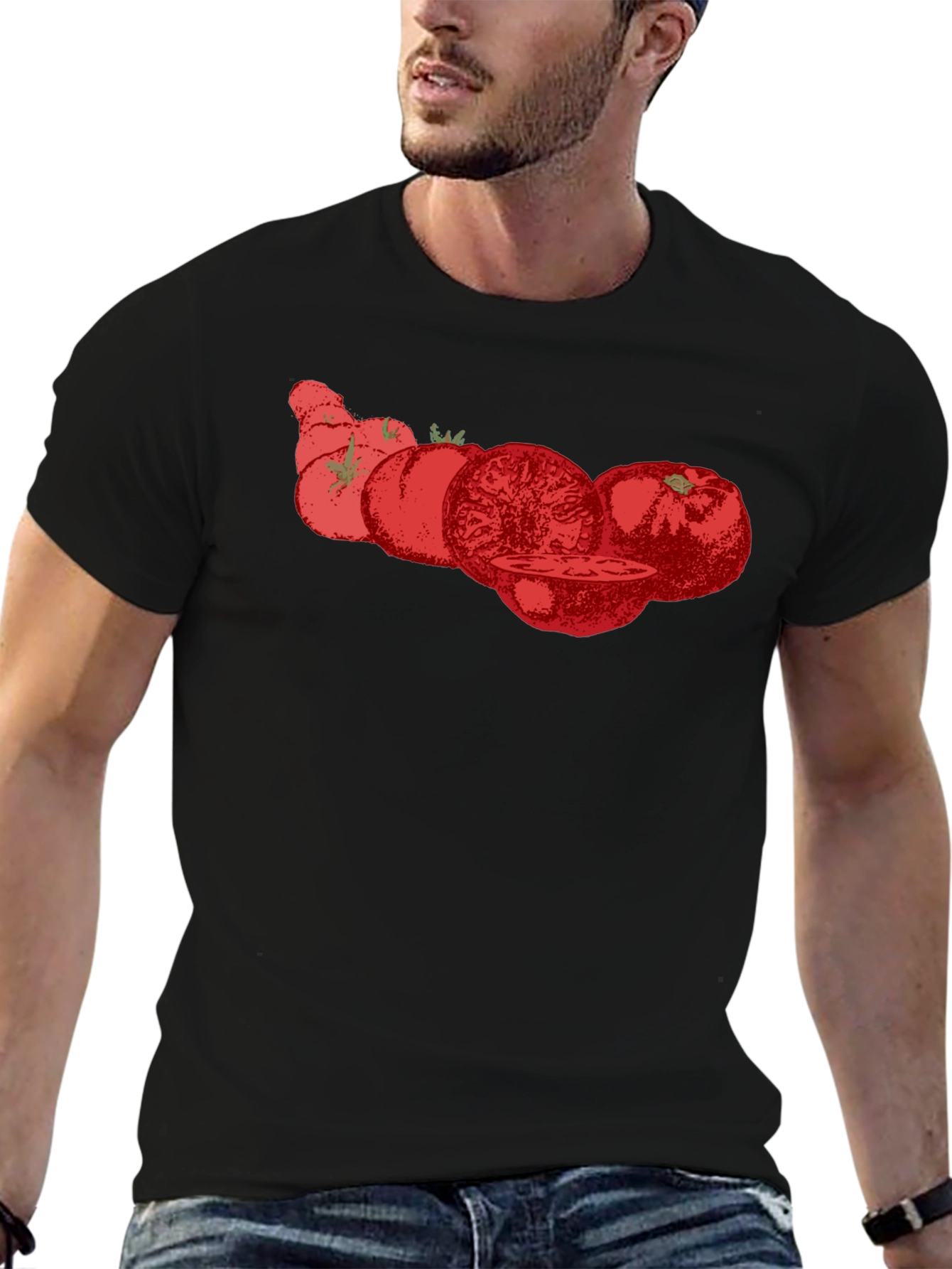 Tomato Graphic Tee - Black Cotton T-Shirt