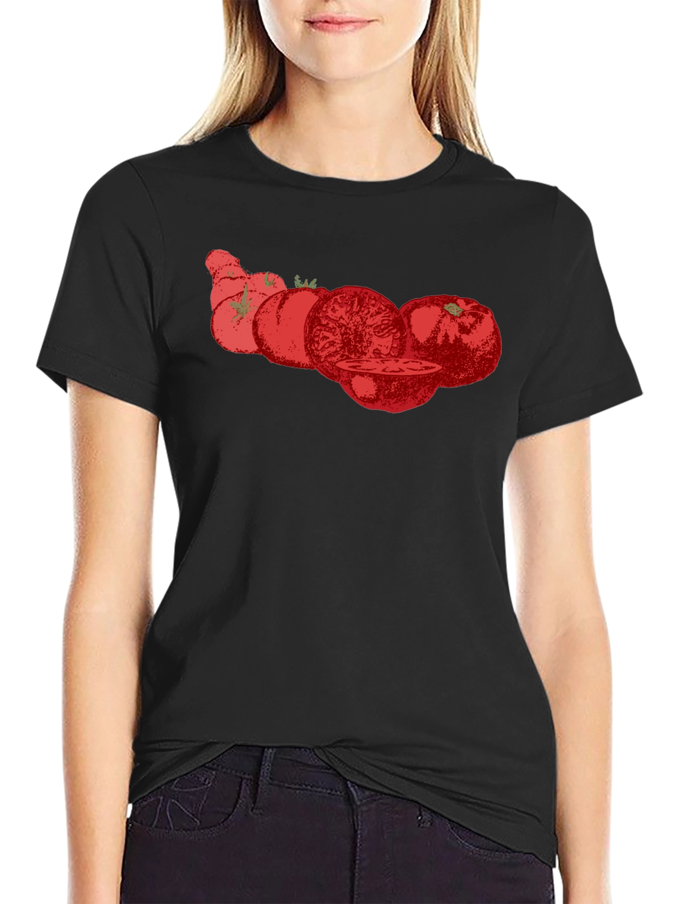Tomato Graphic Tee - Black Cotton T-Shirt