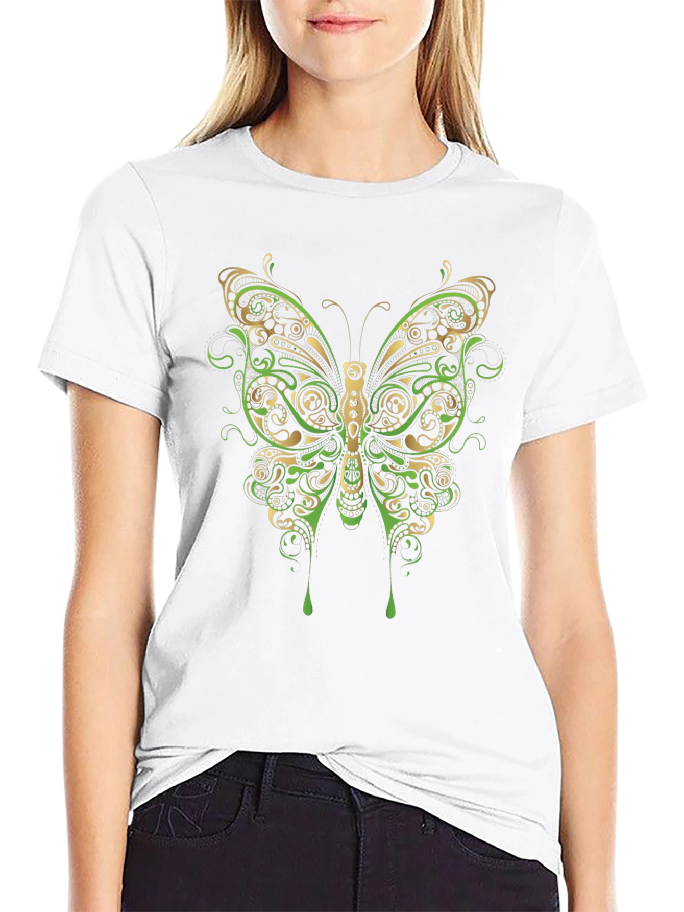 Butterfly Graphic Print Mens Black T-Shirt